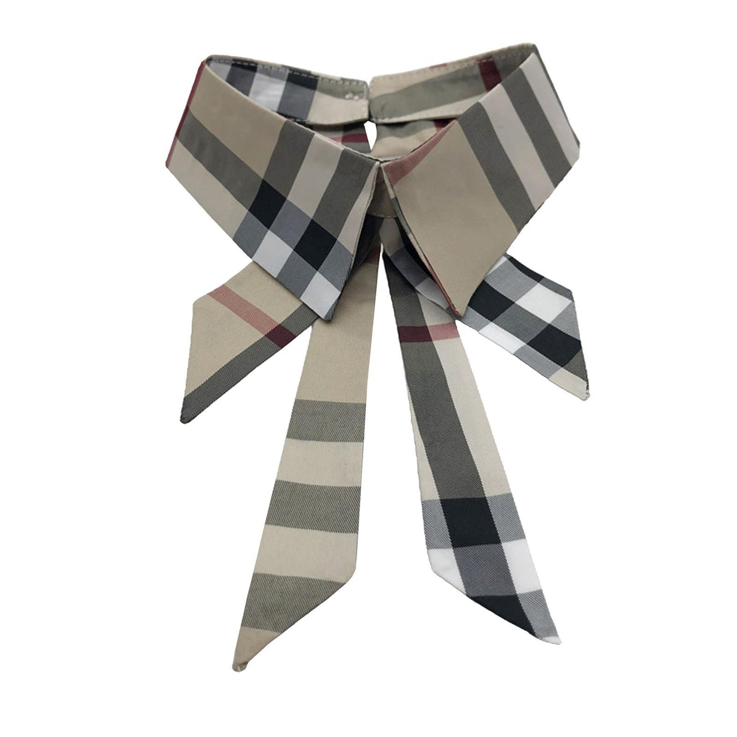 Classic Fake Collar Bowknot Shirt Detachable Cardigan Dickey Neckline Plaid