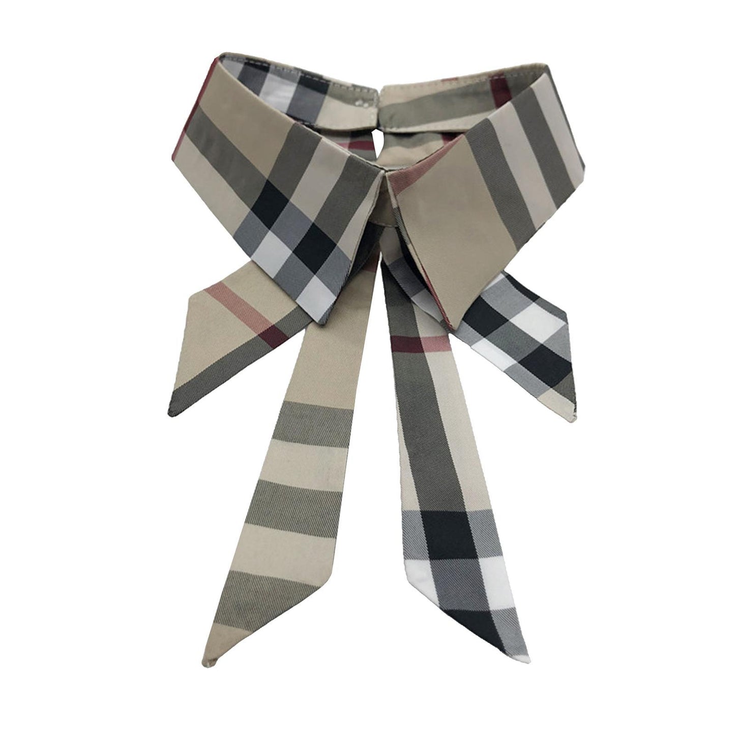 Classic Fake Collar Bowknot Shirt Detachable Cardigan Dickey Neckline Plaid