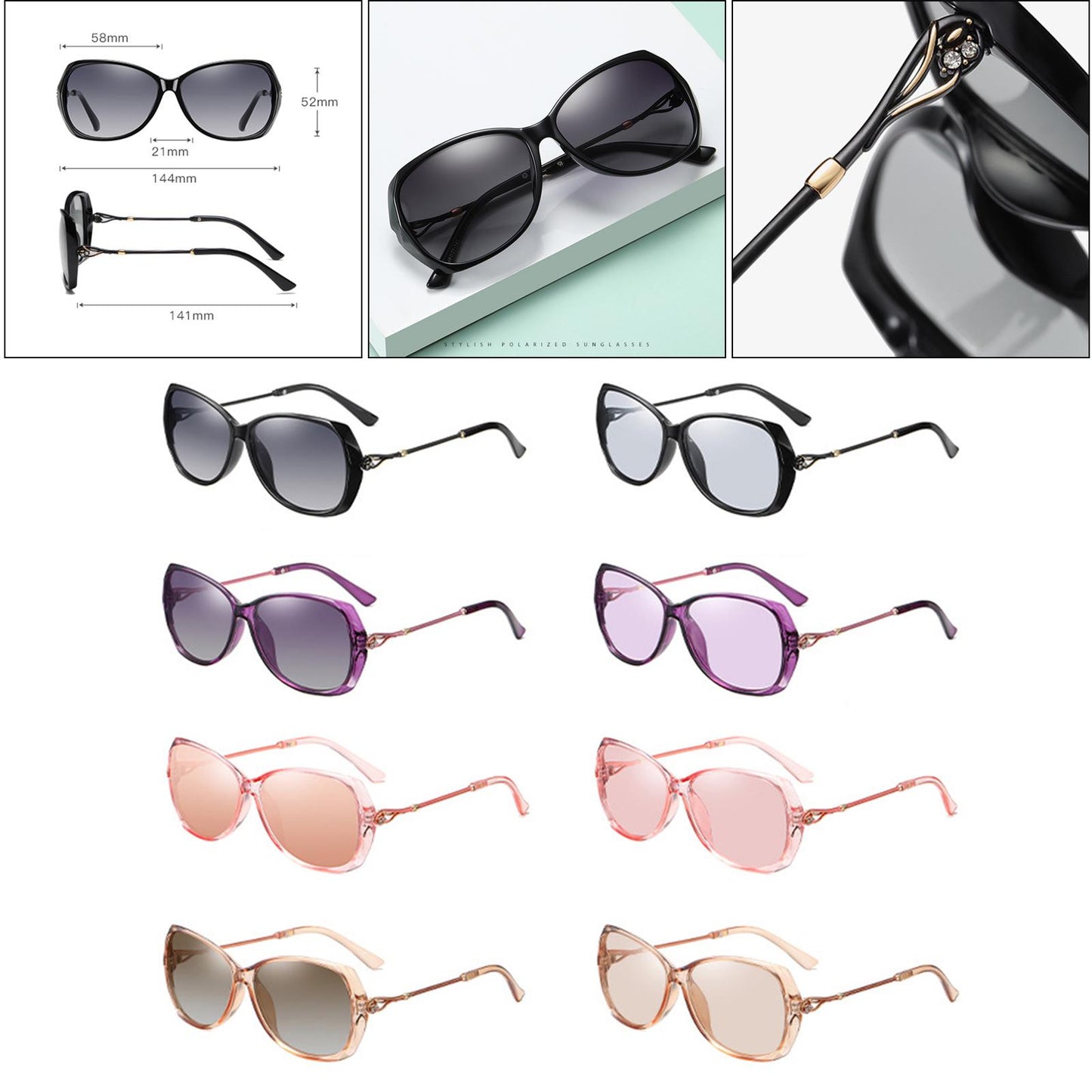 Women Sunglasses Fashion Polarized Driving Sun Glasses Black