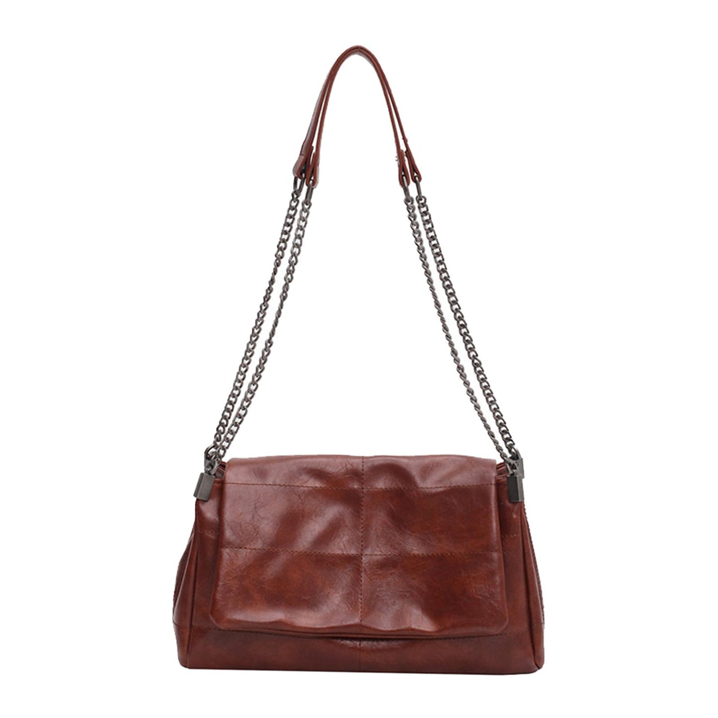 Retro Ladies Leather Chain Shoulder Bag Travel Crossbody Bags Handbag Coffee