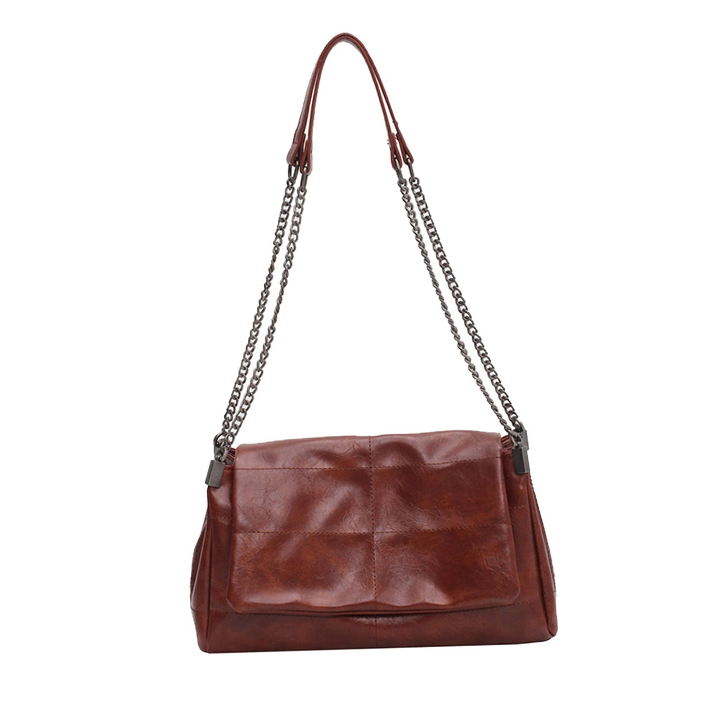 Retro Ladies Leather Chain Shoulder Bag Travel Crossbody Bags Handbag Coffee