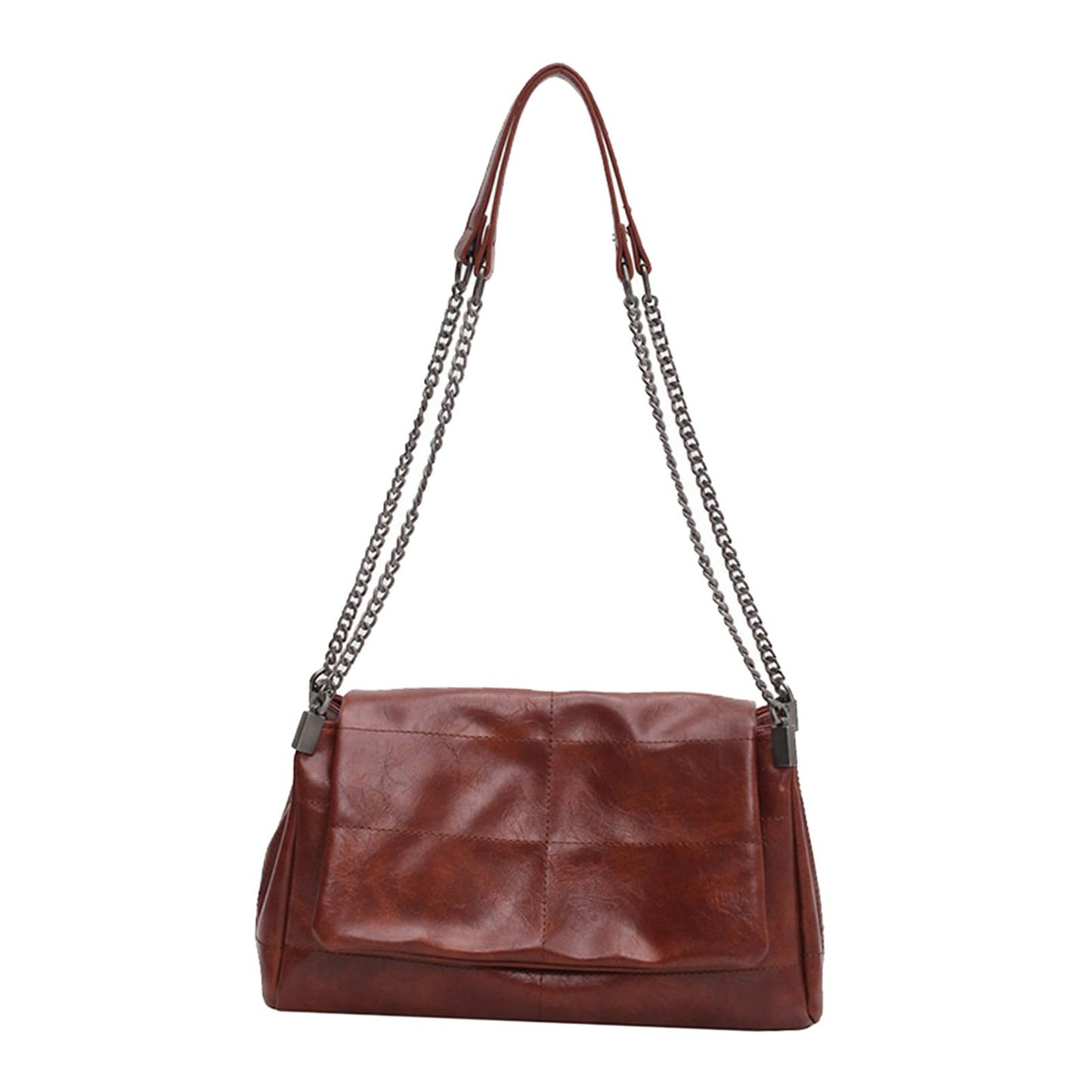 Retro Ladies Leather Chain Shoulder Bag Travel Crossbody Bags Handbag Coffee