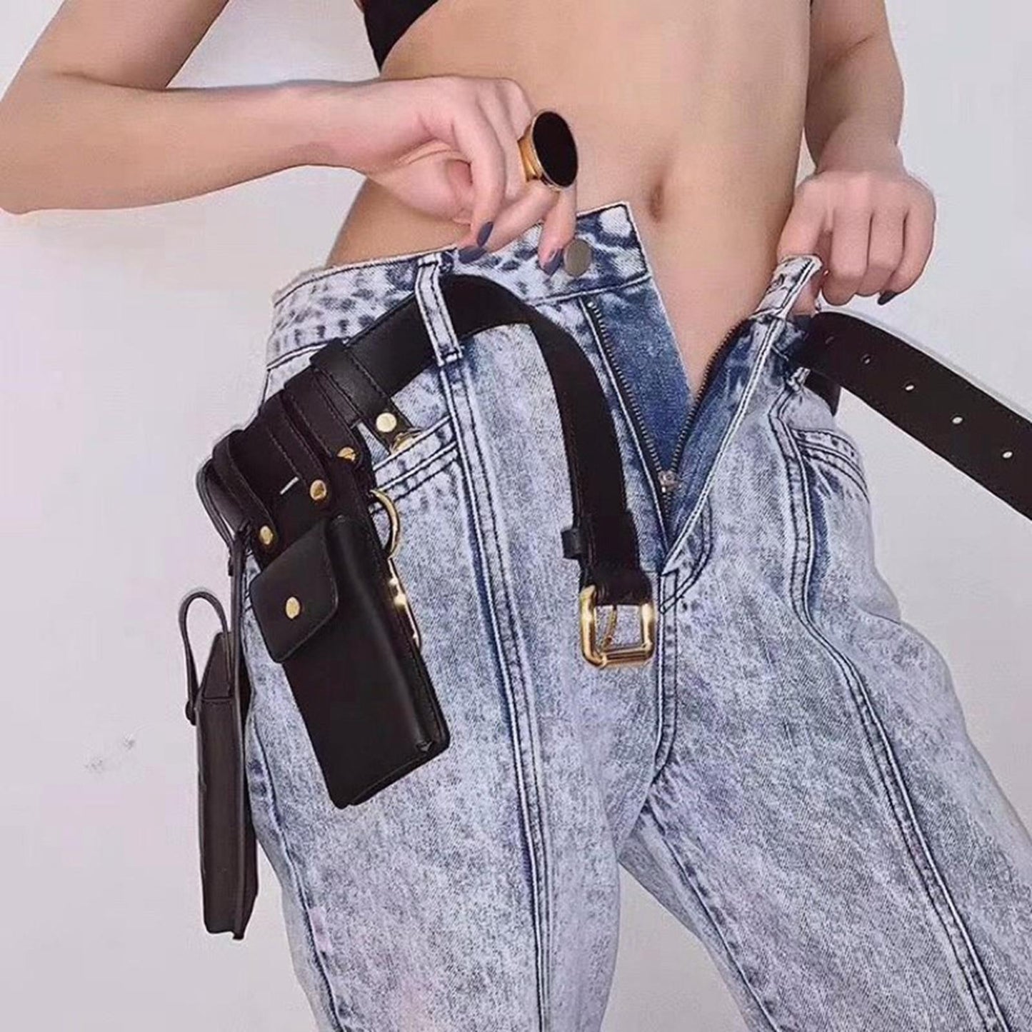 Waist Bag Crossbody Phone Pouch Fanny Pack Purse Designer Hip Pocket Black