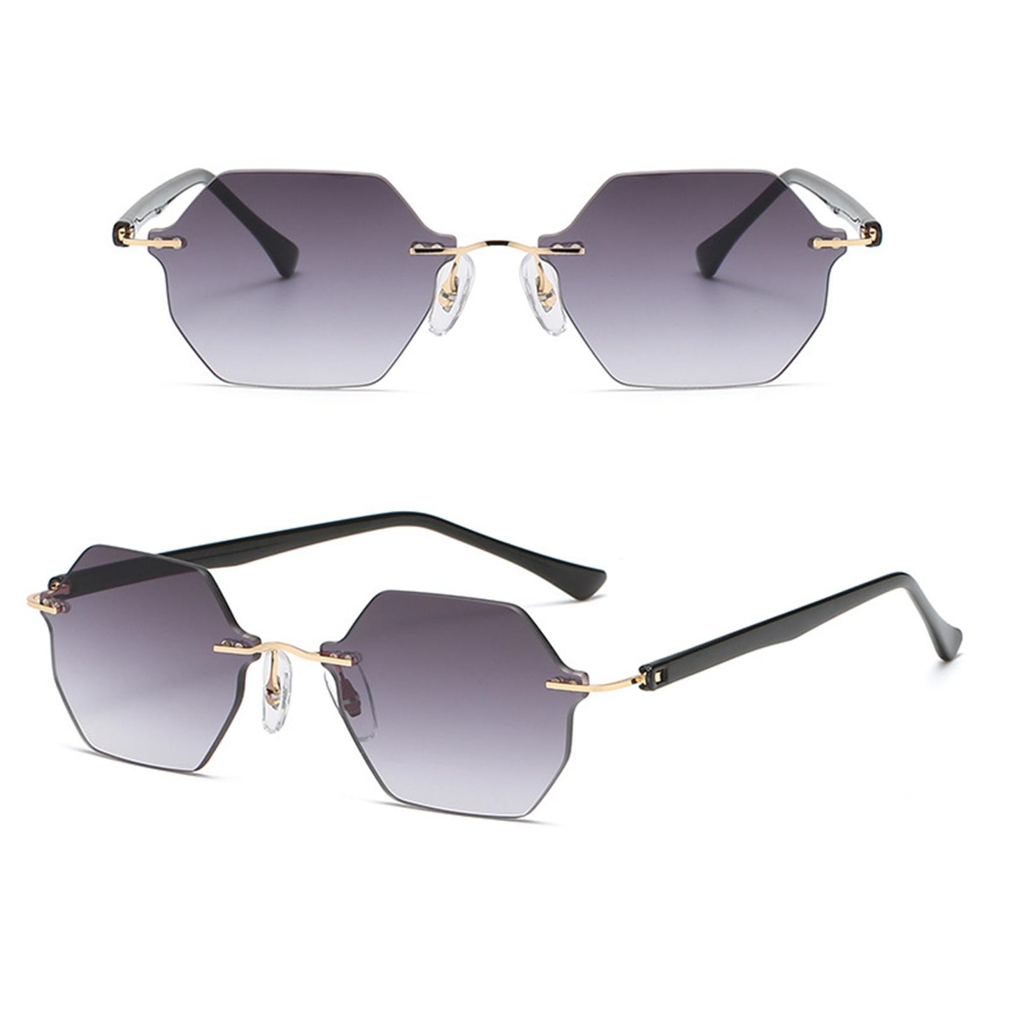 Rimless Sunglasses Girls UV Protective Sun Glasses Eyewear Gradient Gray