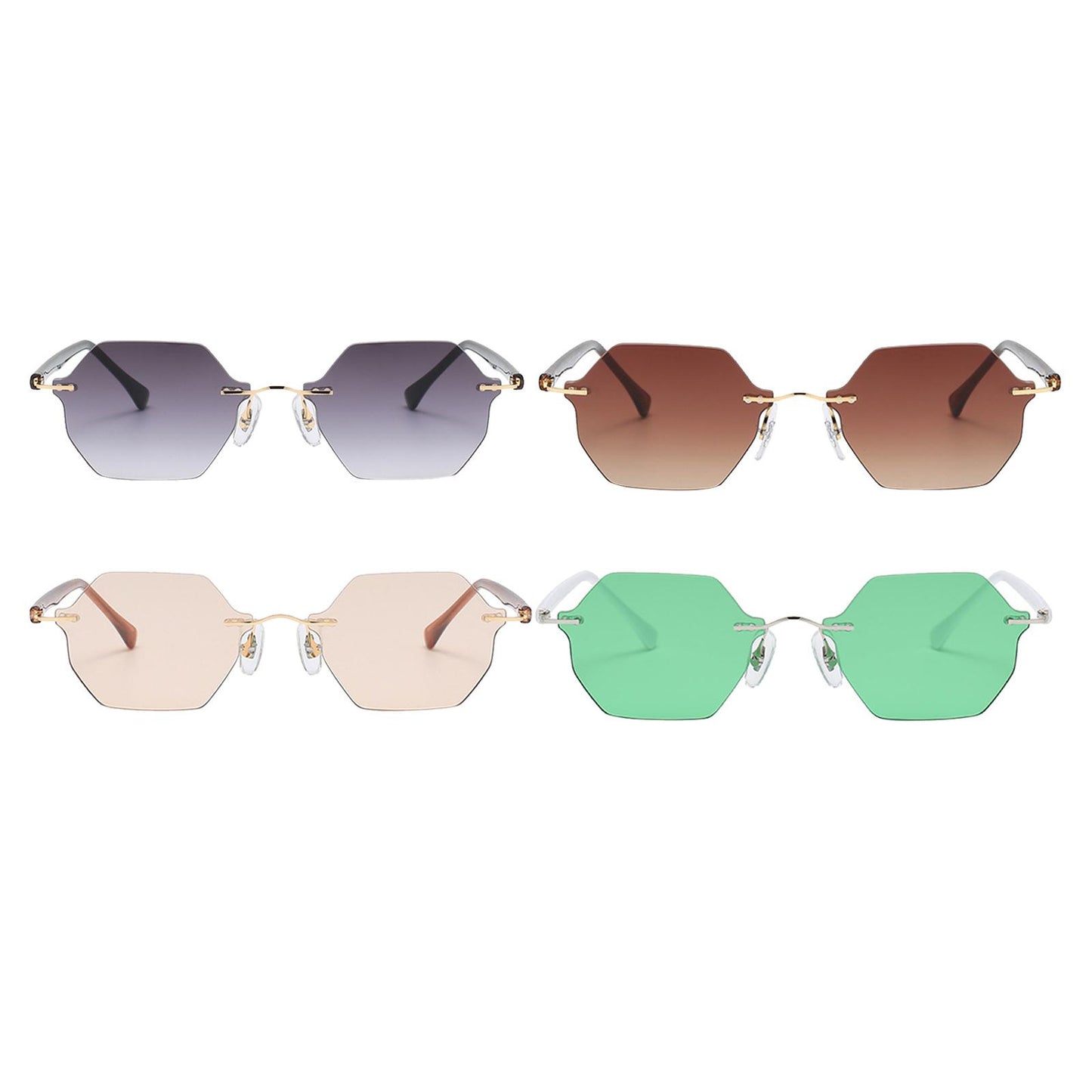Rimless Sunglasses Girls UV Protective Sun Glasses Eyewear Gradient Gray