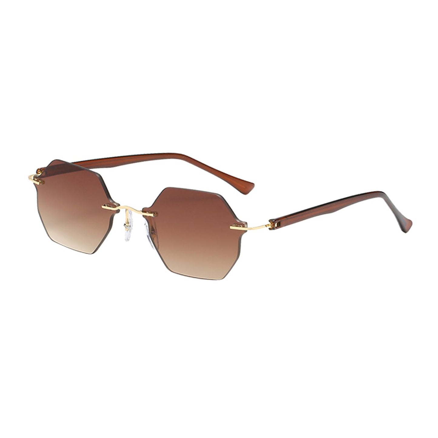 Rimless Sunglasses Girls UV Protective Sun Glasses Eyewear Gradient Brown