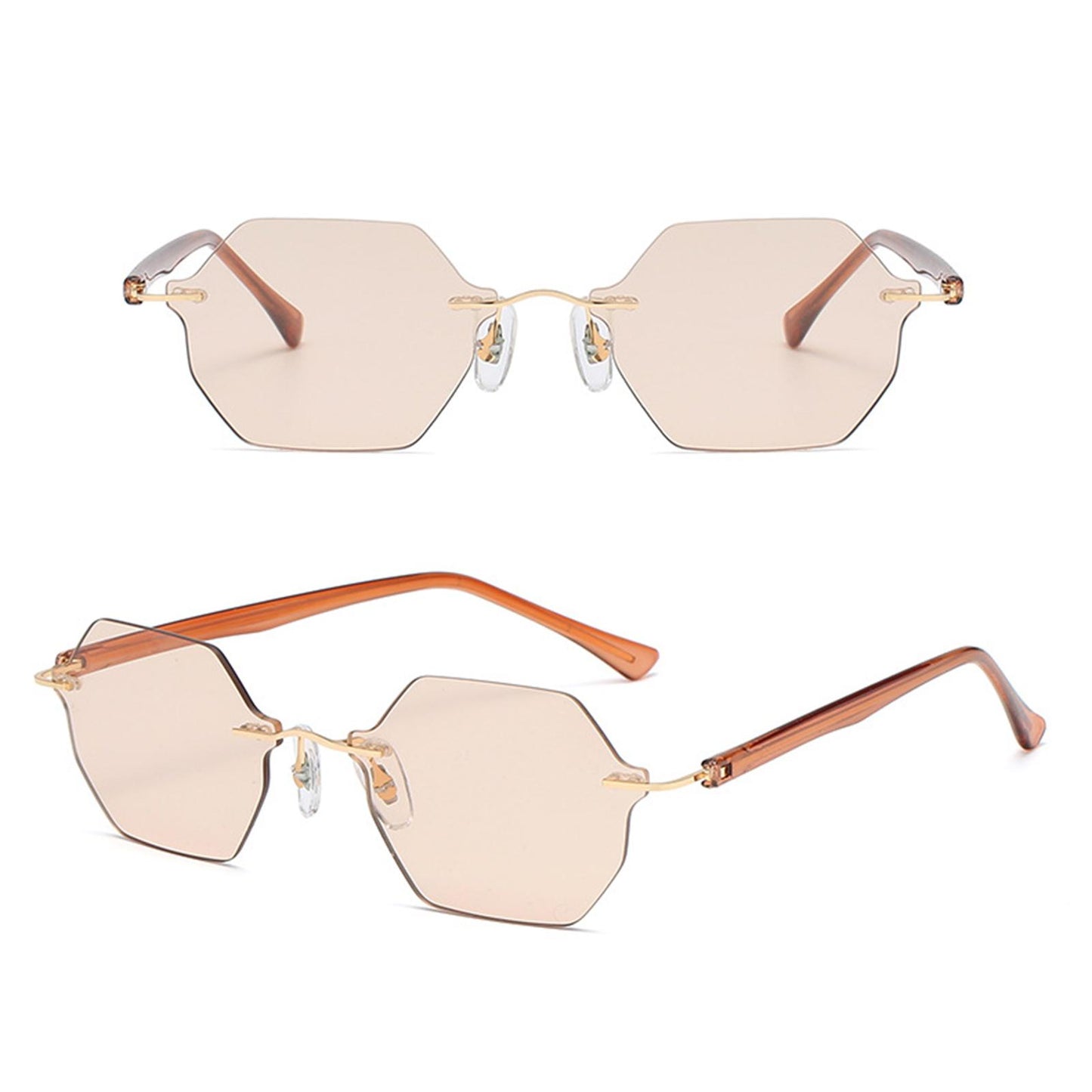 Rimless Sunglasses Girls UV Protective Sun Glasses Eyewear Champagne