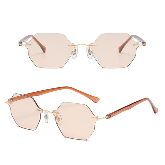 Rimless Sunglasses Girls UV Protective Sun Glasses Eyewear Champagne