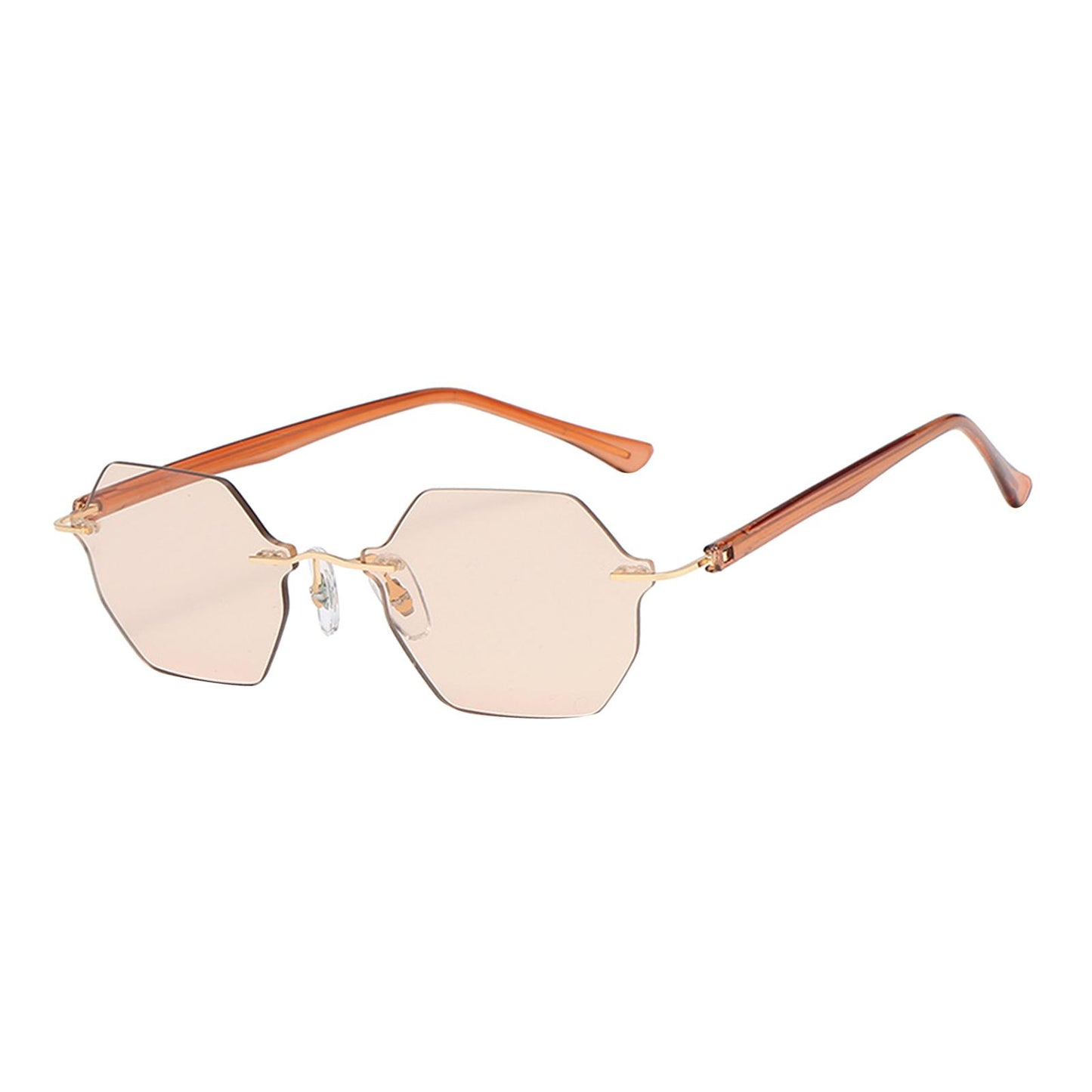 Rimless Sunglasses Girls UV Protective Sun Glasses Eyewear Champagne
