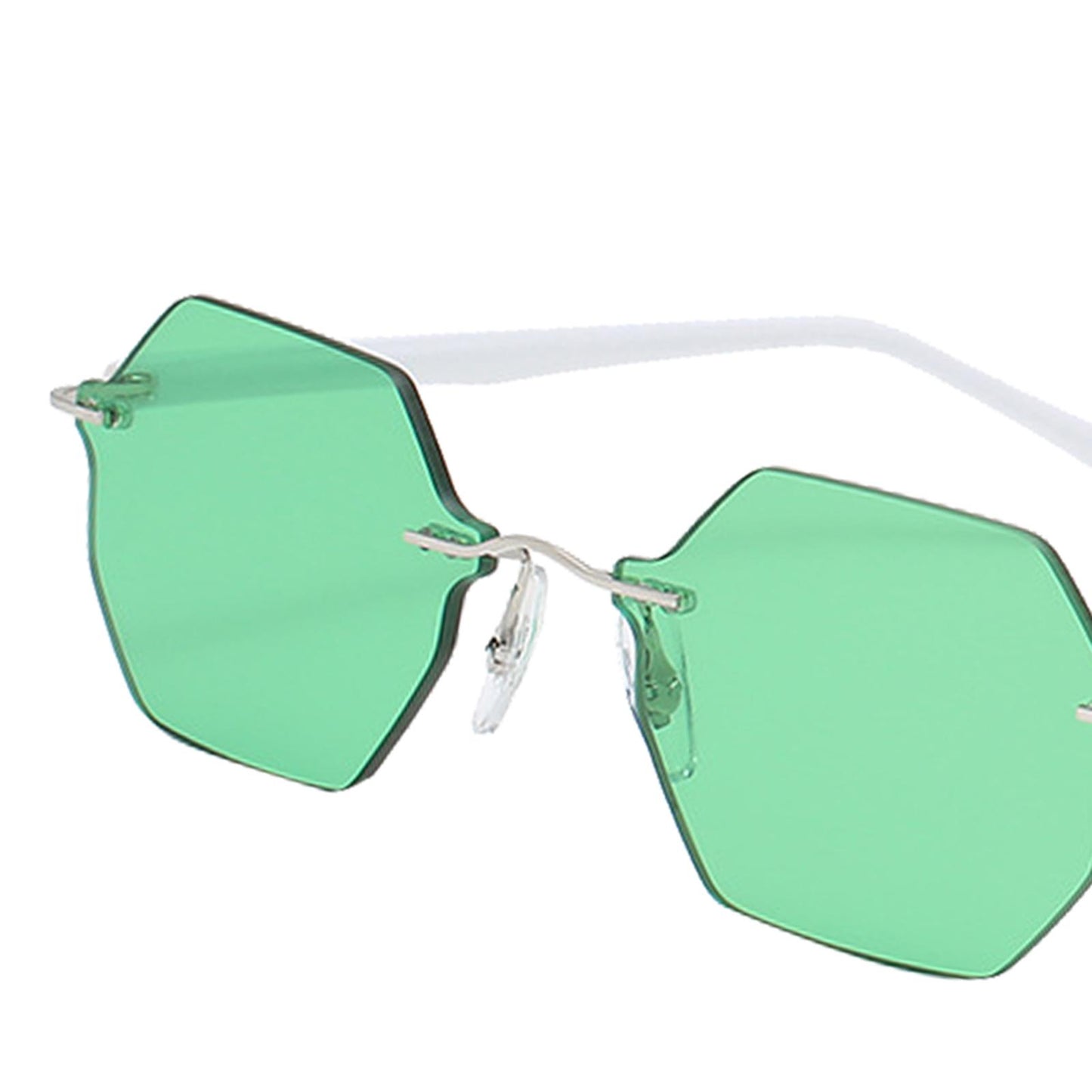 Rimless Sunglasses Girls UV Protective Sun Glasses Eyewear Green