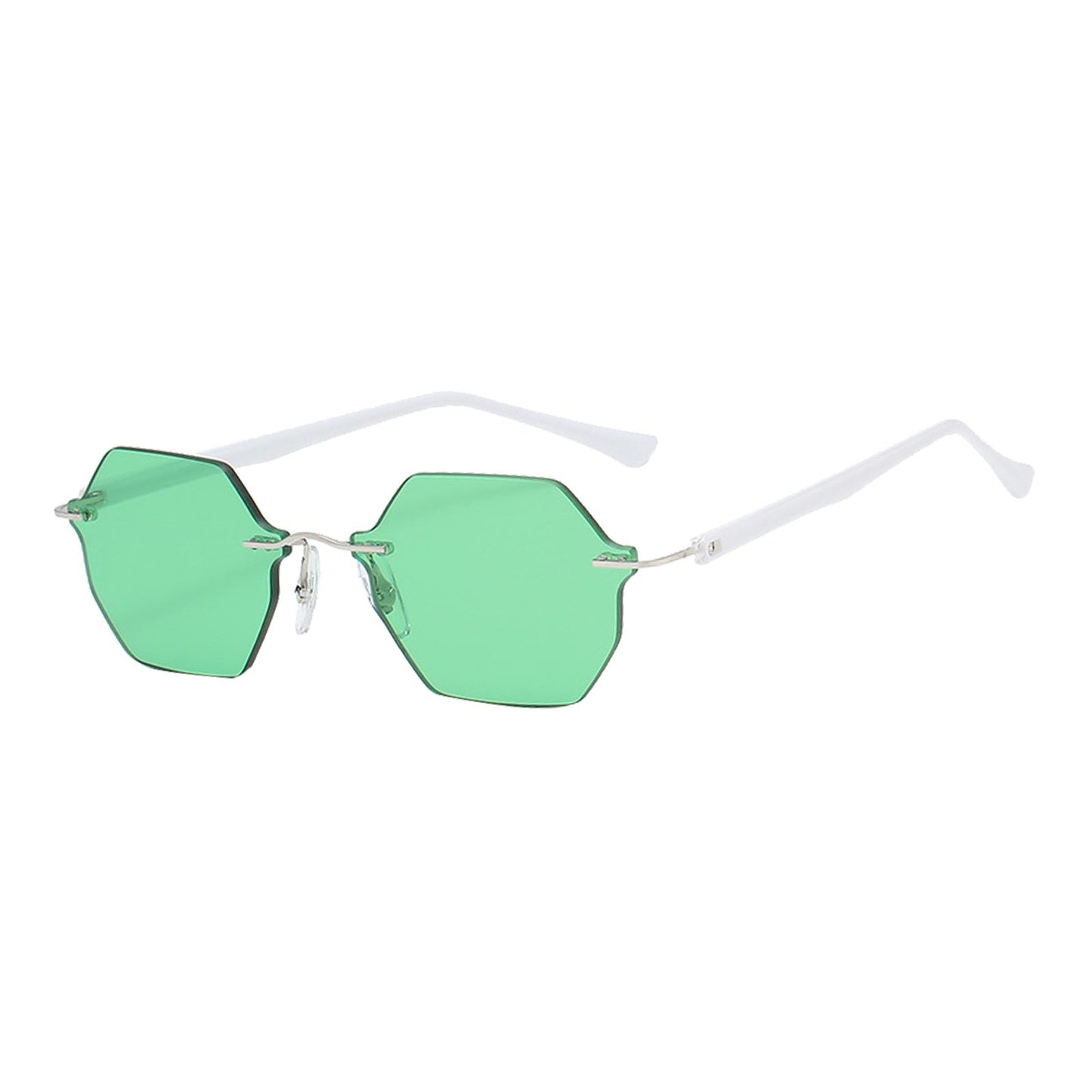 Rimless Sunglasses Girls UV Protective Sun Glasses Eyewear Green