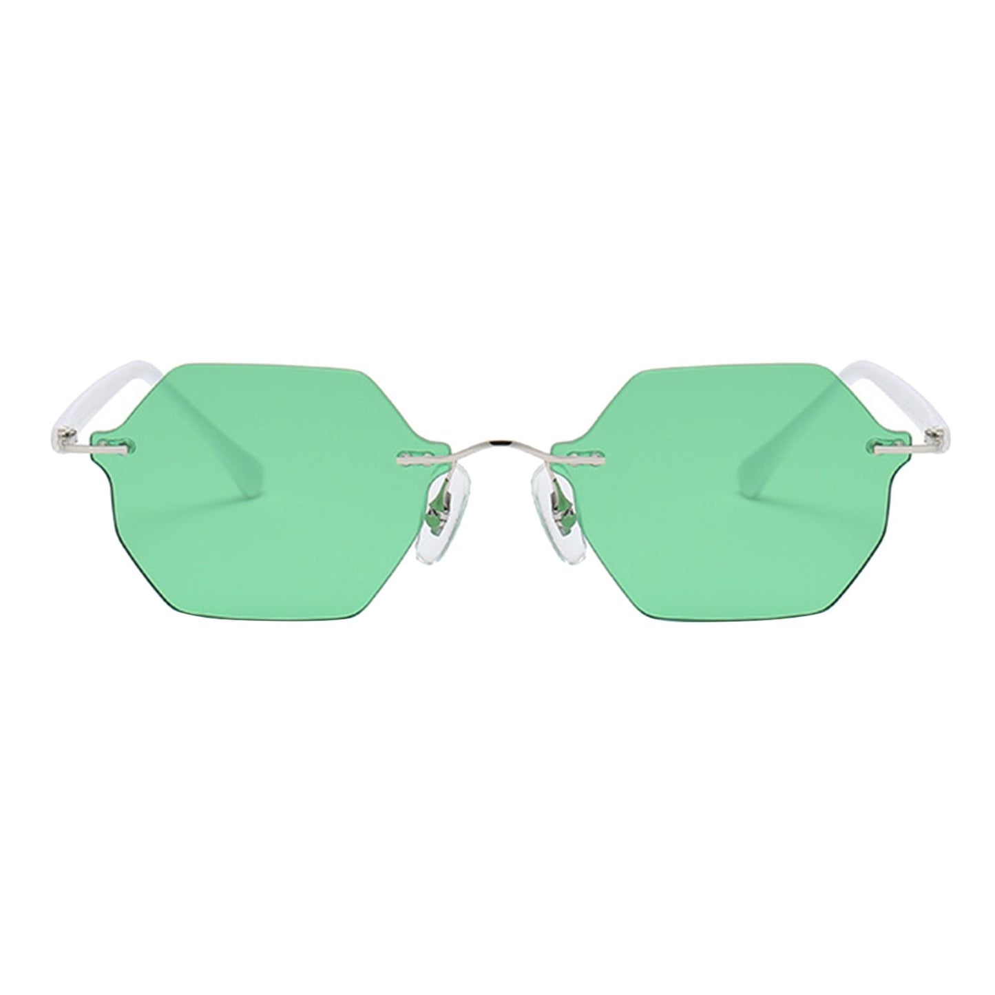 Rimless Sunglasses Girls UV Protective Sun Glasses Eyewear Green