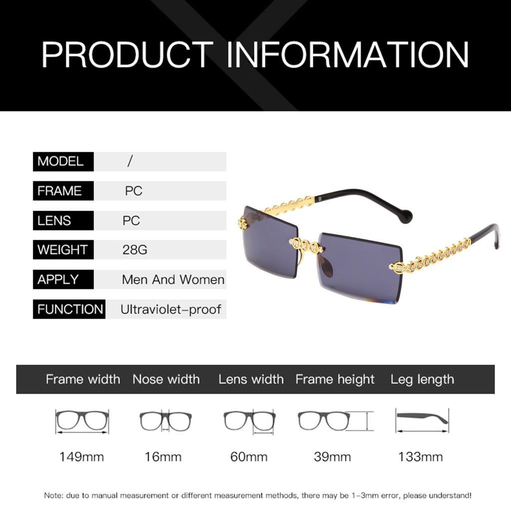 Female Rimless Sunglasses UV400 Driving Sun Glasses Sandy Beach Eyewear 11