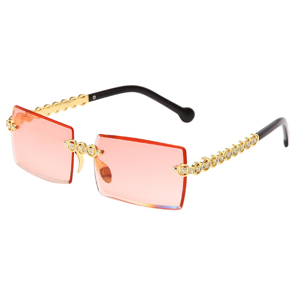 Female Rimless Sunglasses UV400 Driving Sun Glasses Sandy Beach red