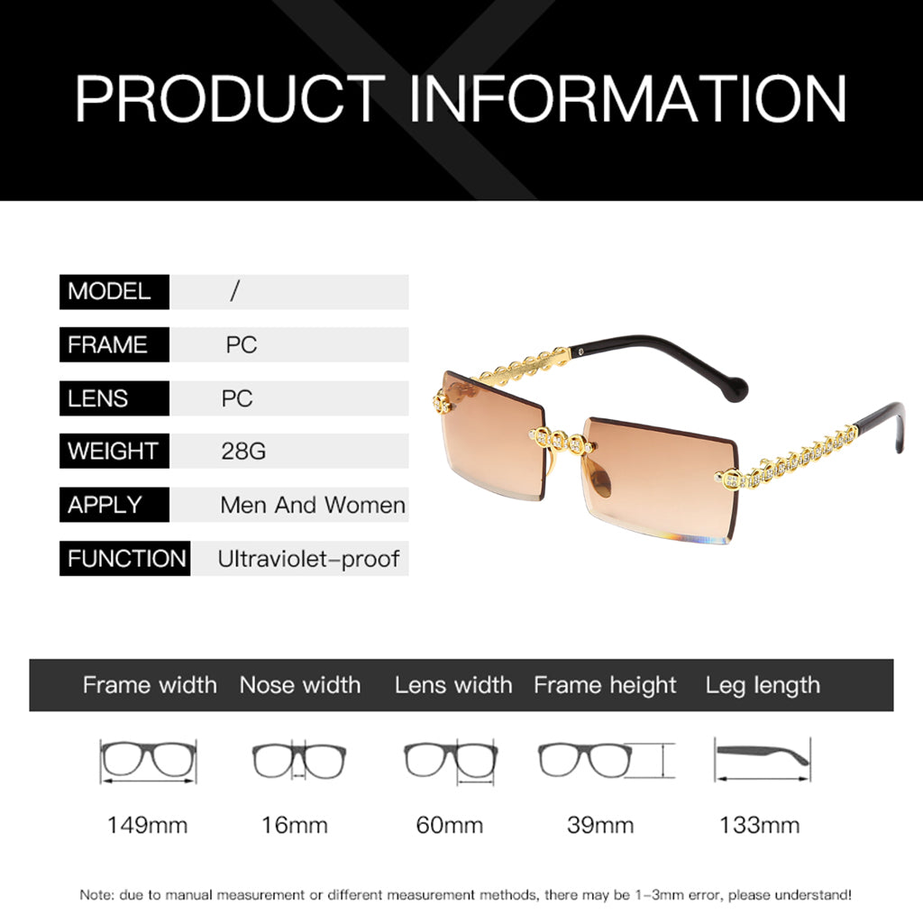 Female Rimless Sunglasses UV400 Driving Sun Glasses Sandy Beach