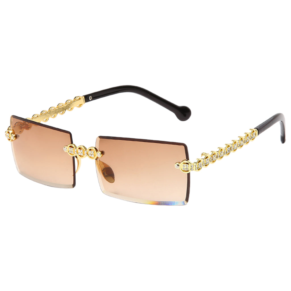 Female Rimless Sunglasses UV400 Driving Sun Glasses Sandy Beach