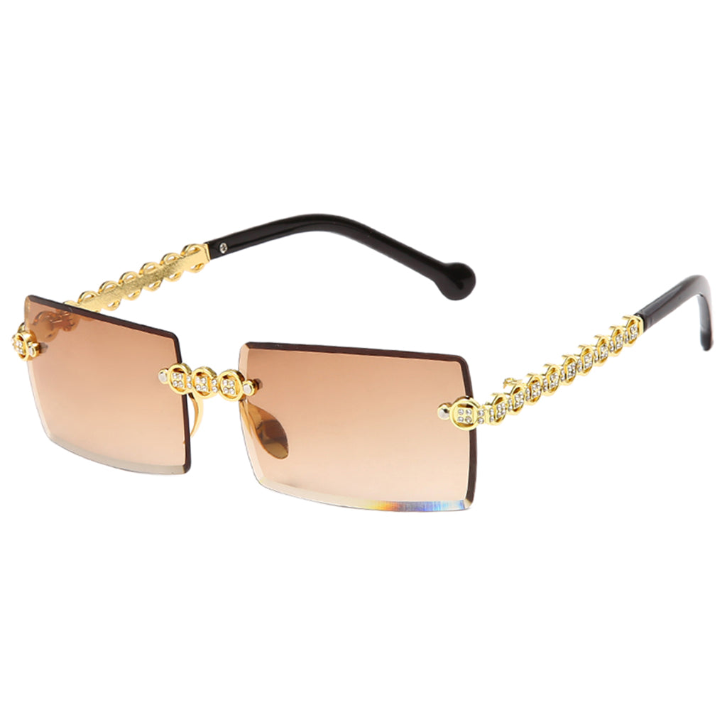 Female Rimless Sunglasses UV400 Driving Sun Glasses Sandy Beach