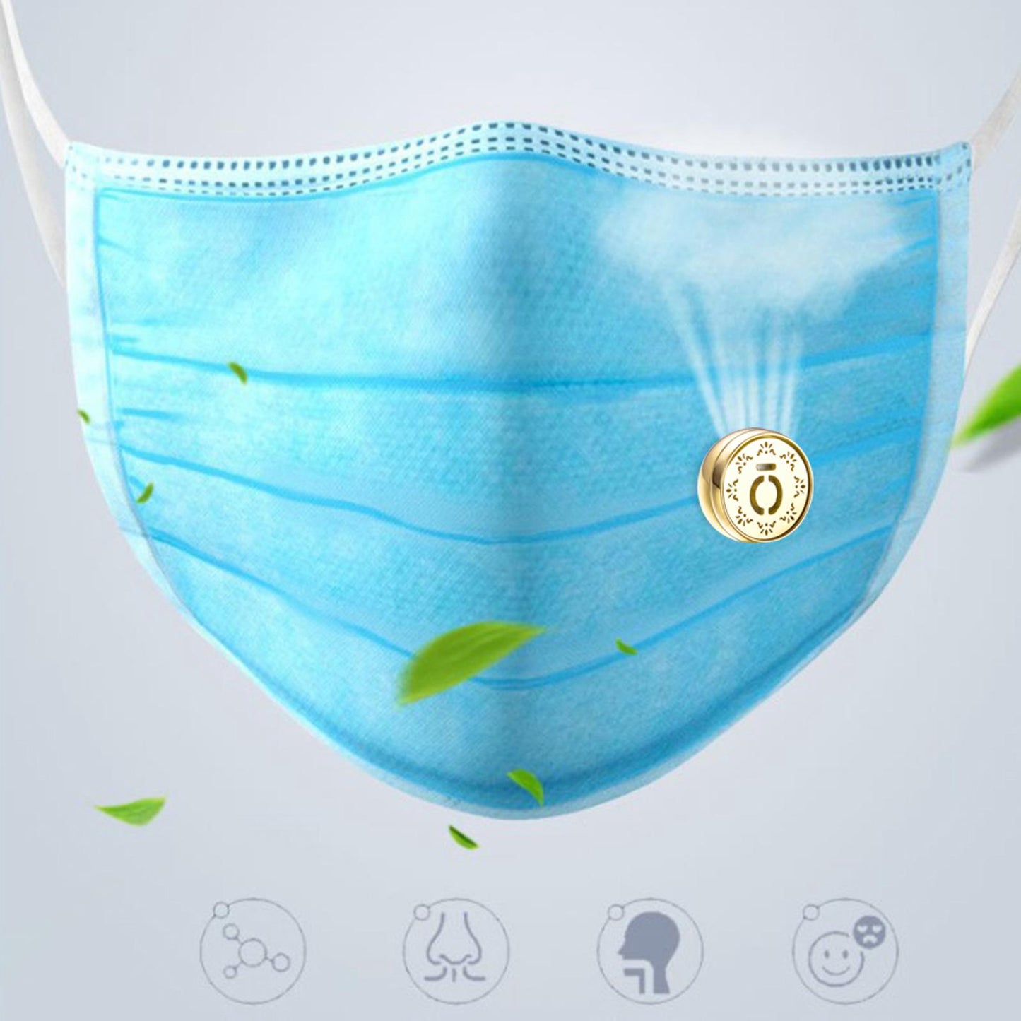 Face Mask Aromatherapy Essential Oil Diffuser Magnetic Button Golden A