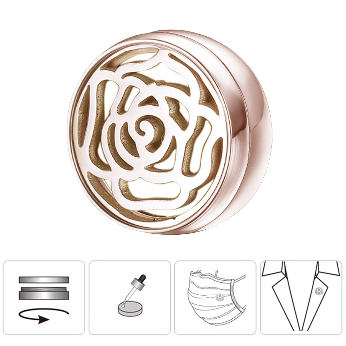 Face Mask Aromatherapy Essential Oil Diffuser Magnetic Button Rose Gold B