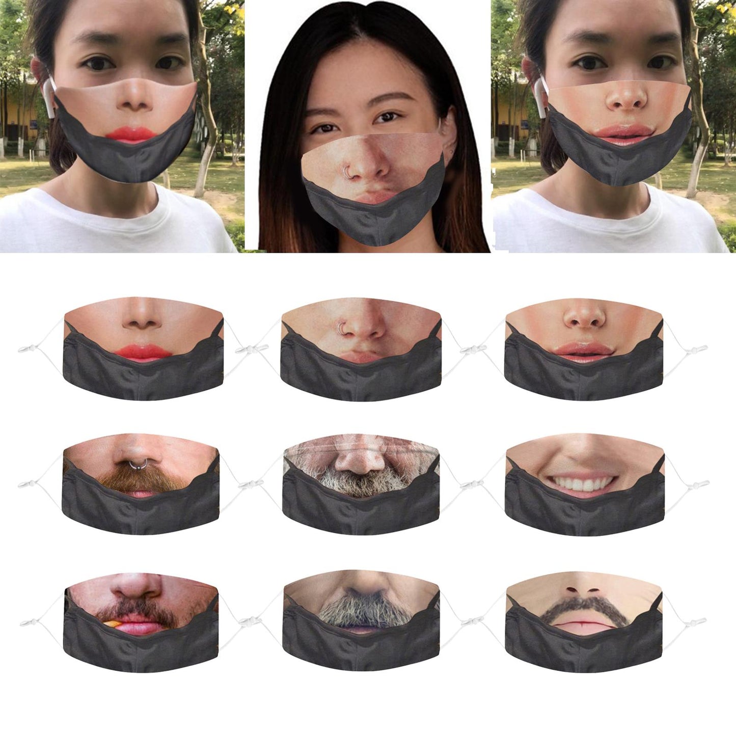 Funny Face Mask Breathable Washable Mouth Protection Reusable Mouth Mask A