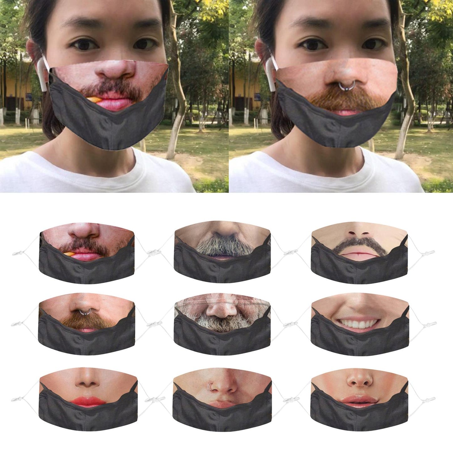 Funny Face Mask Breathable Washable Mouth Protection Reusable Mouth Mask A