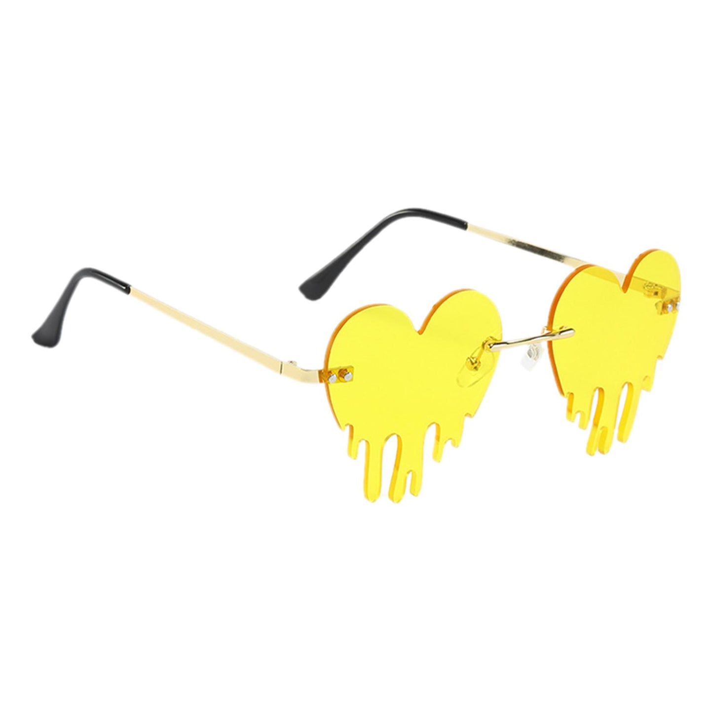 Fashion Dripping Heart Sun Glasses Personality Party Eye Glasses Frameless yellow