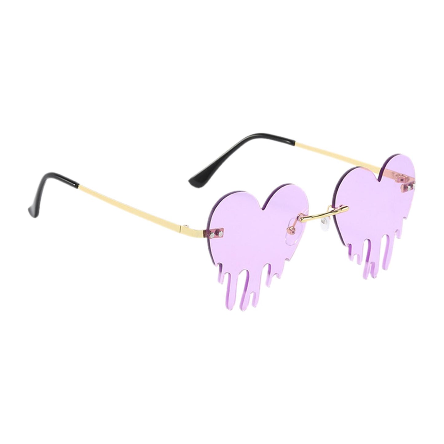Fashion Dripping Heart Sun Glasses Personality Party Eye Glasses Frameless purple