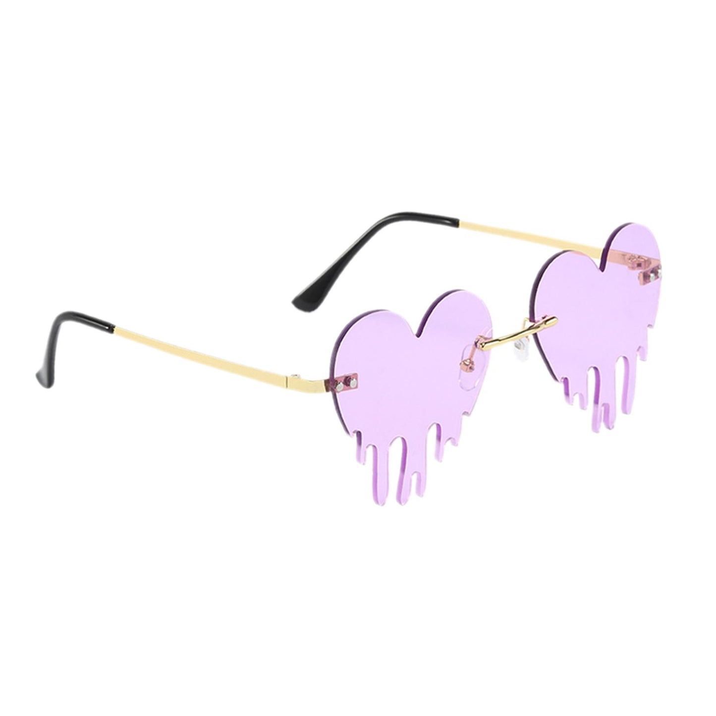 Fashion Dripping Heart Sun Glasses Personality Party Eye Glasses Frameless purple