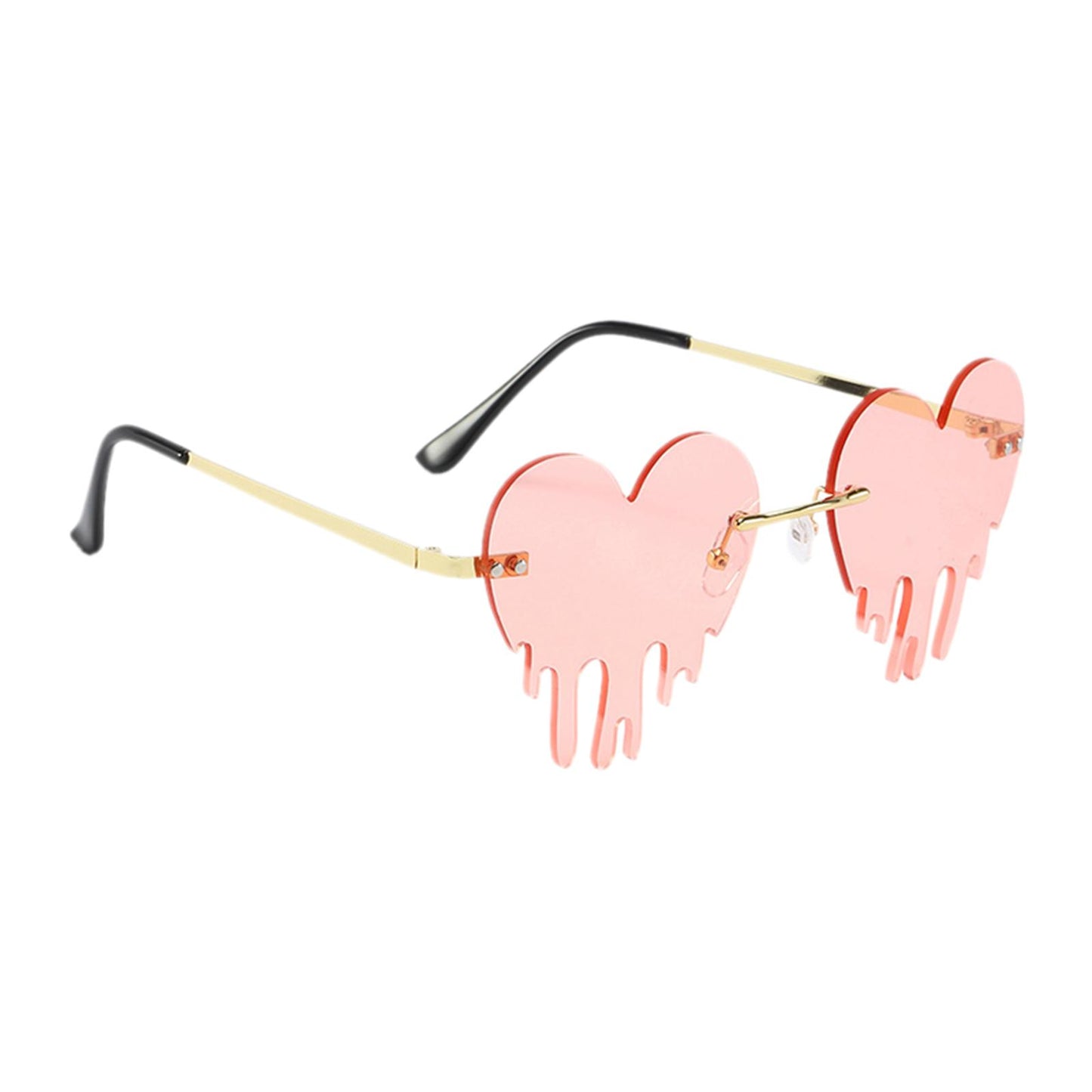 Fashion Dripping Heart Sun Glasses Personality Party Eye Glasses Frameless pink