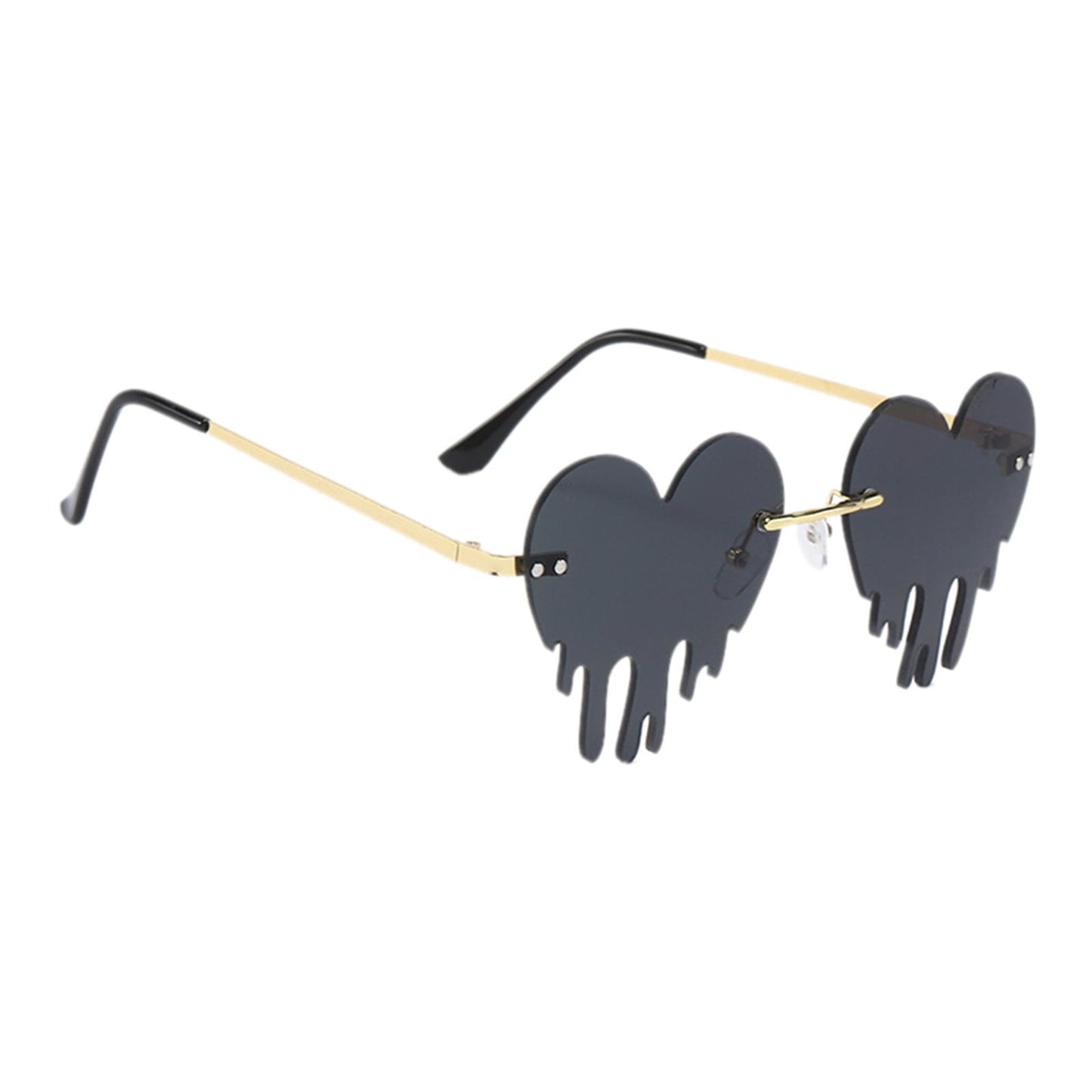 Fashion Dripping Heart Sun Glasses Personality Party Eye Glasses Frameless gray