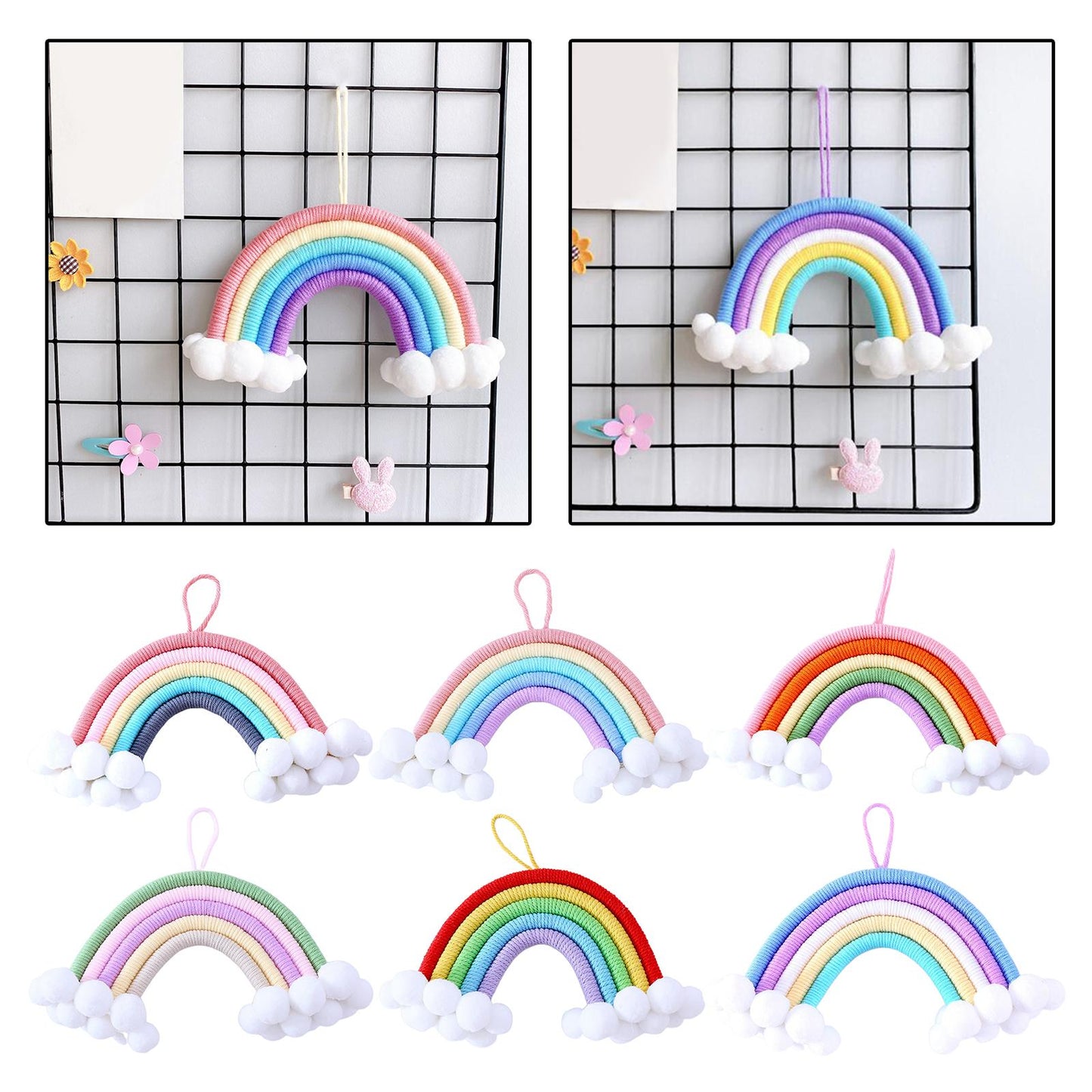 Hand Woven Rainbow Tapestry Cotton Yarn Hanging Bedroom Home Decor Craft A