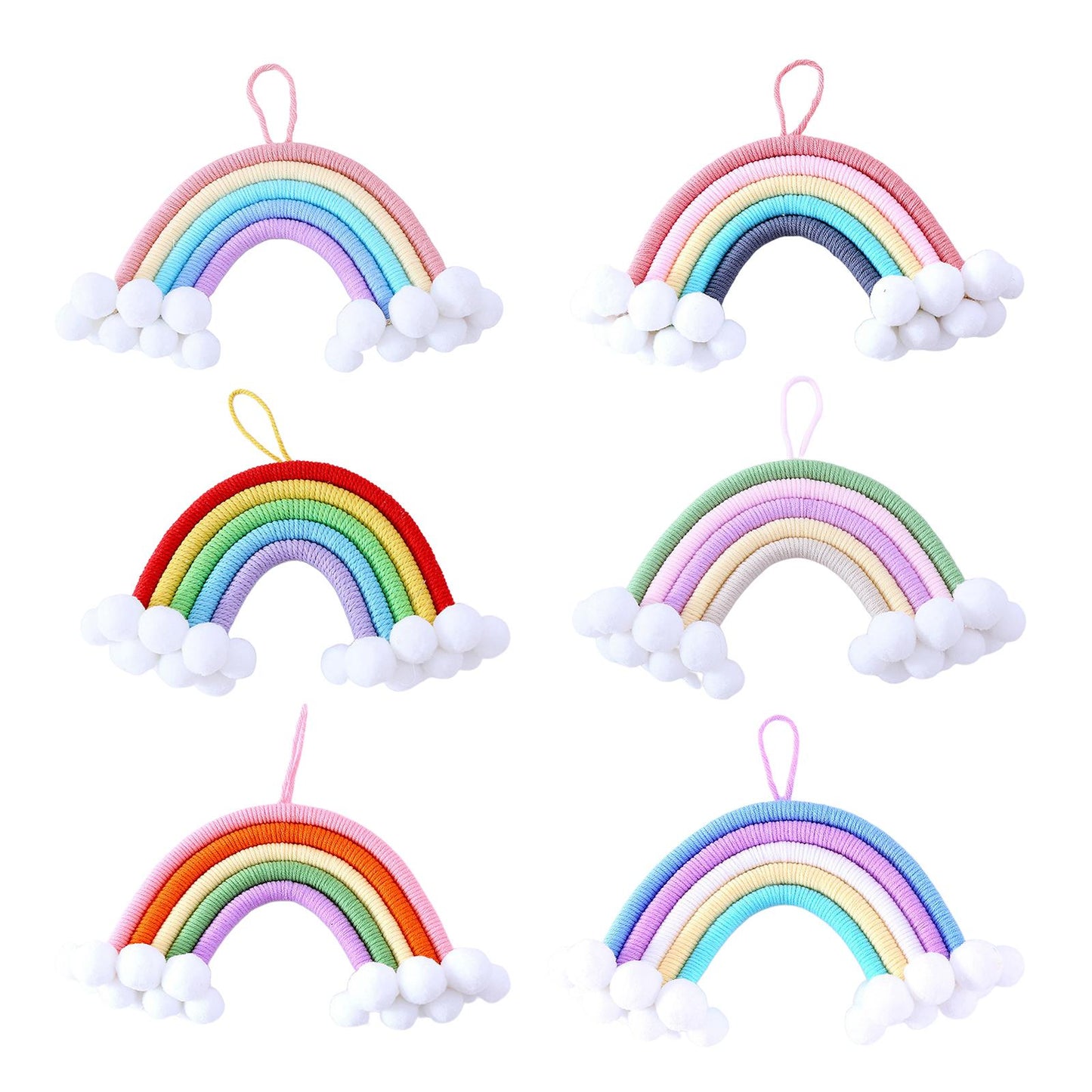 Hand Woven Rainbow Tapestry Cotton Yarn Hanging Bedroom Home Decor Craft A