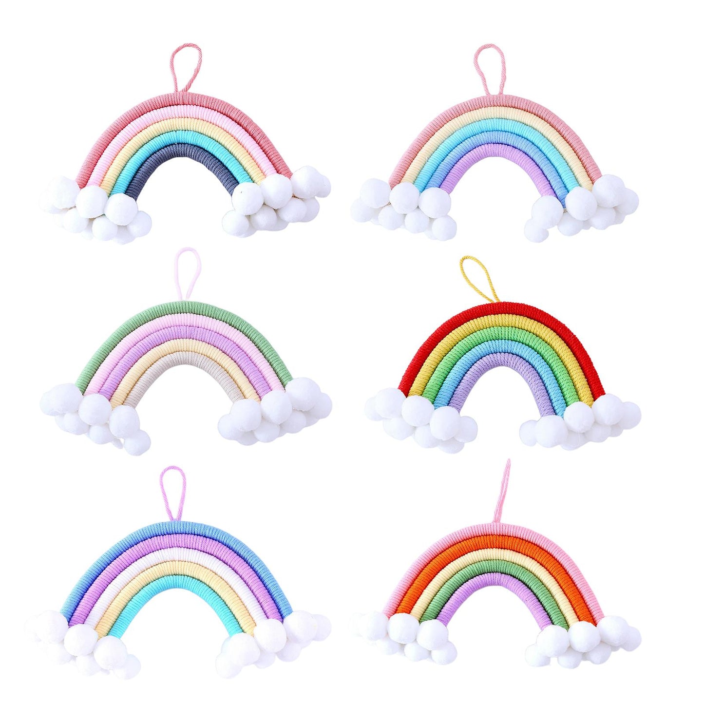 Hand Woven Rainbow Tapestry Cotton Yarn Hanging Bedroom Home Decor Craft A