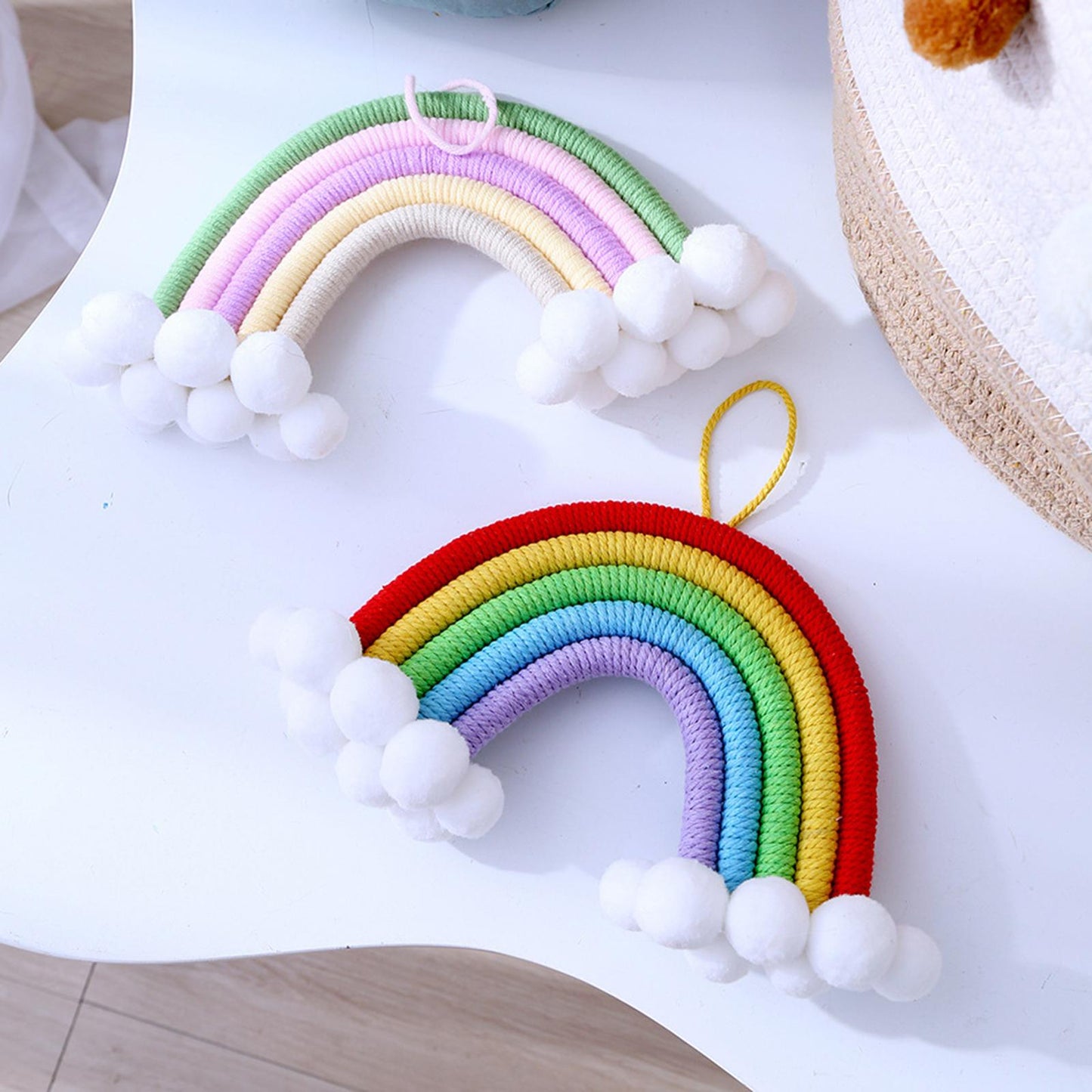 Hand Woven Rainbow Tapestry Cotton Yarn Hanging Bedroom Home Decor Craft C