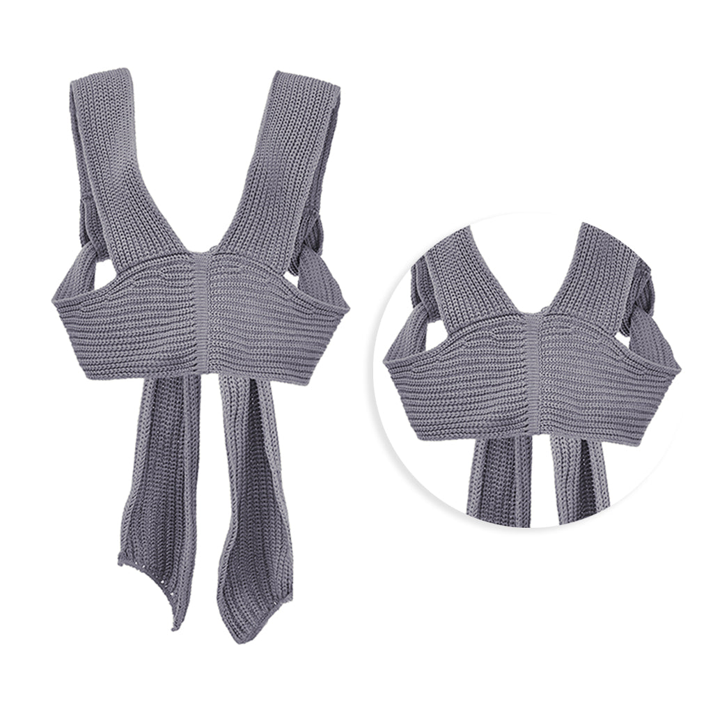 Chic Women Knitted Bandage Self Tie Tank Top Sleeveless Vest DIY Wear Gray