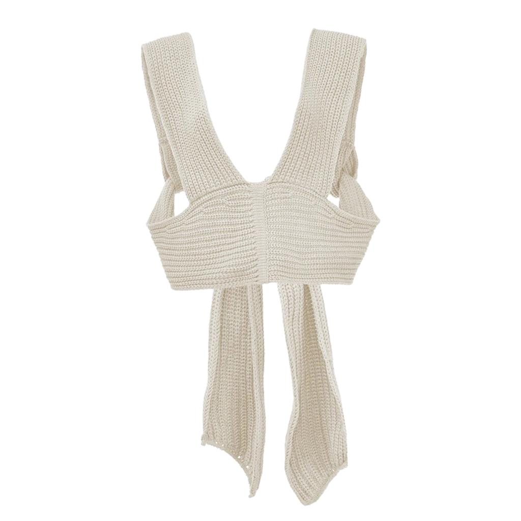 Chic Women Knitted Bandage Self Tie Tank Top Sleeveless Vest DIY Wear White