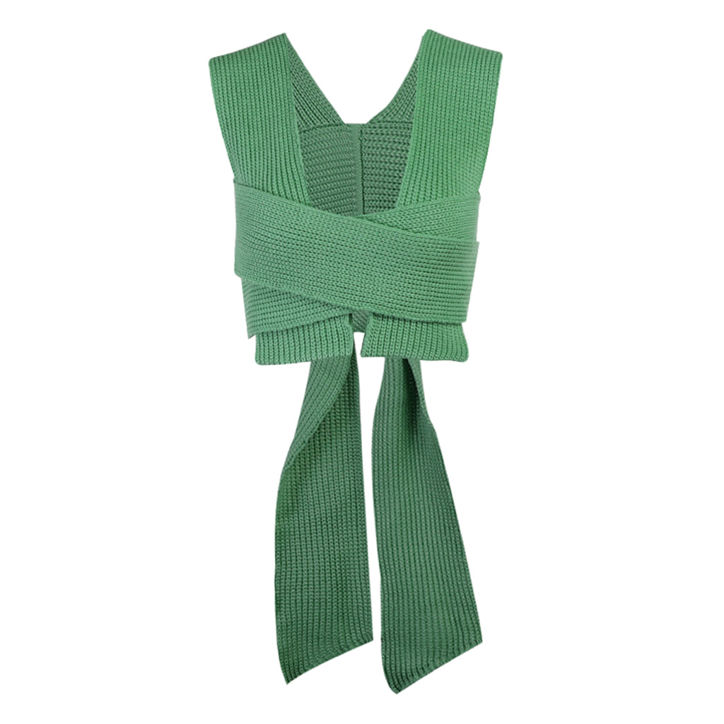 Chic Women Knitted Bandage Self Tie Tank Top Sleeveless Vest DIY Wear Green
