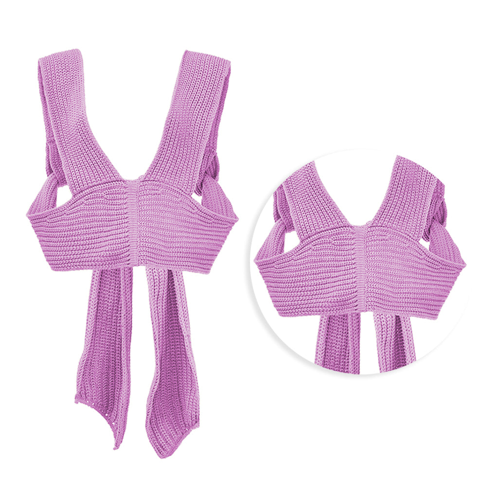 Chic Women Knitted Bandage Self Tie Tank Top Sleeveless Vest DIY Wear Purple