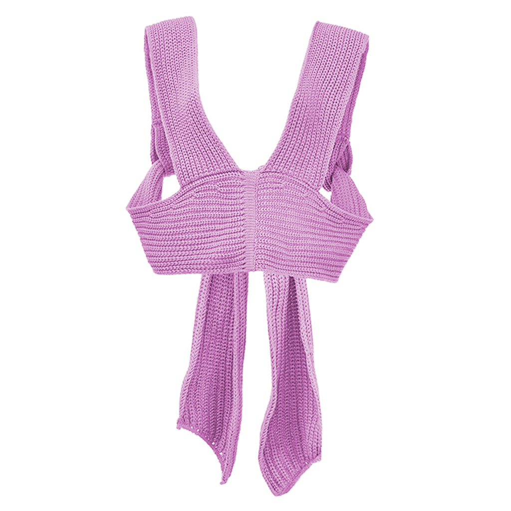Chic Women Knitted Bandage Self Tie Tank Top Sleeveless Vest DIY Wear Purple