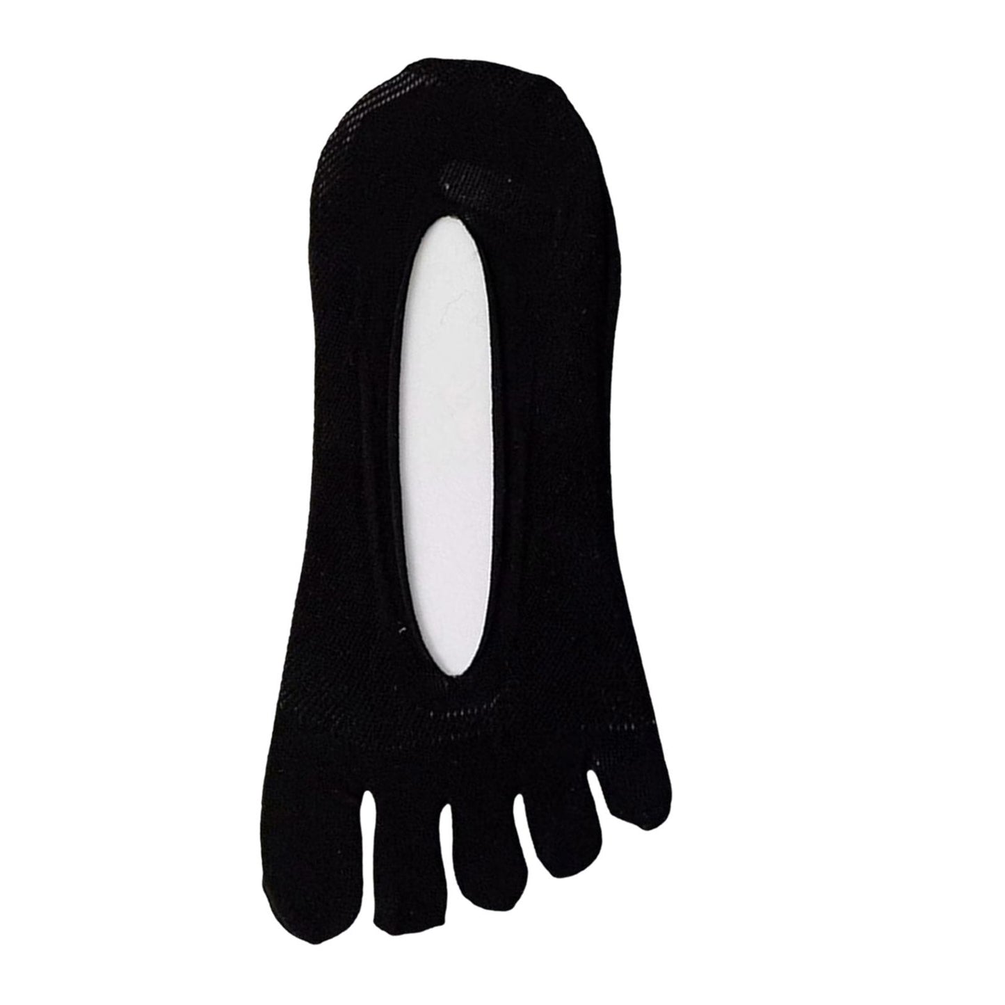Women FIVE FINGER SOCKS with Silicone Pad Toe Sock Invisible Low Cut Black