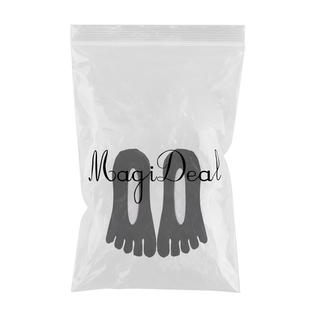 Women FIVE FINGER SOCKS with Silicone Pad Toe Sock Invisible Low Cut Black
