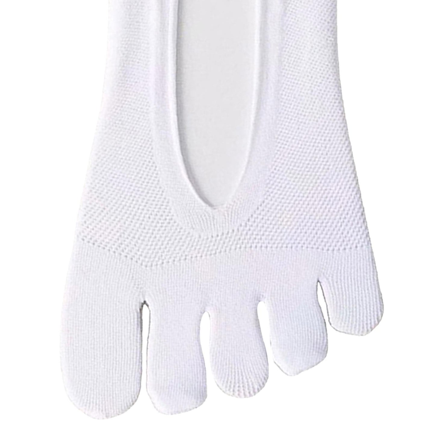 Women FIVE FINGER SOCKS with Silicone Pad Toe Sock Invisible Low Cut White