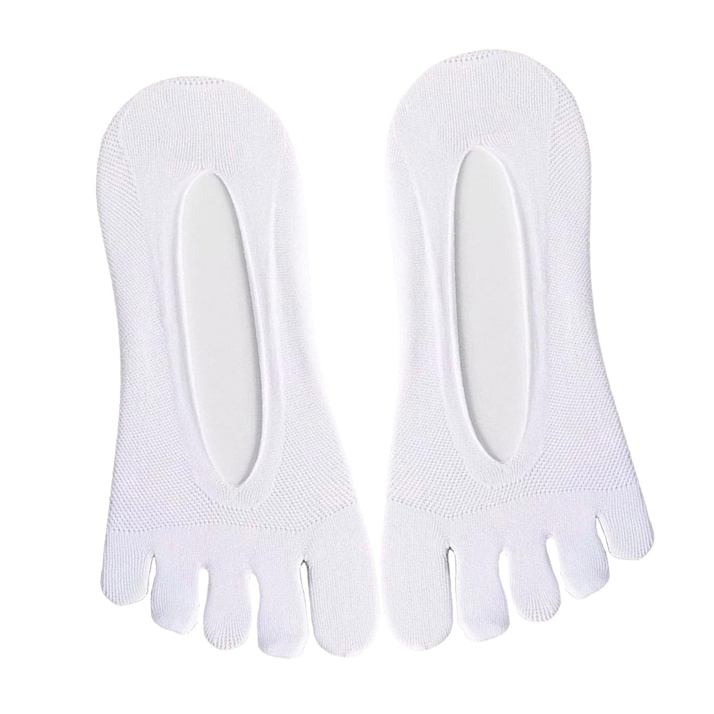 Women FIVE FINGER SOCKS with Silicone Pad Toe Sock Invisible Low Cut White