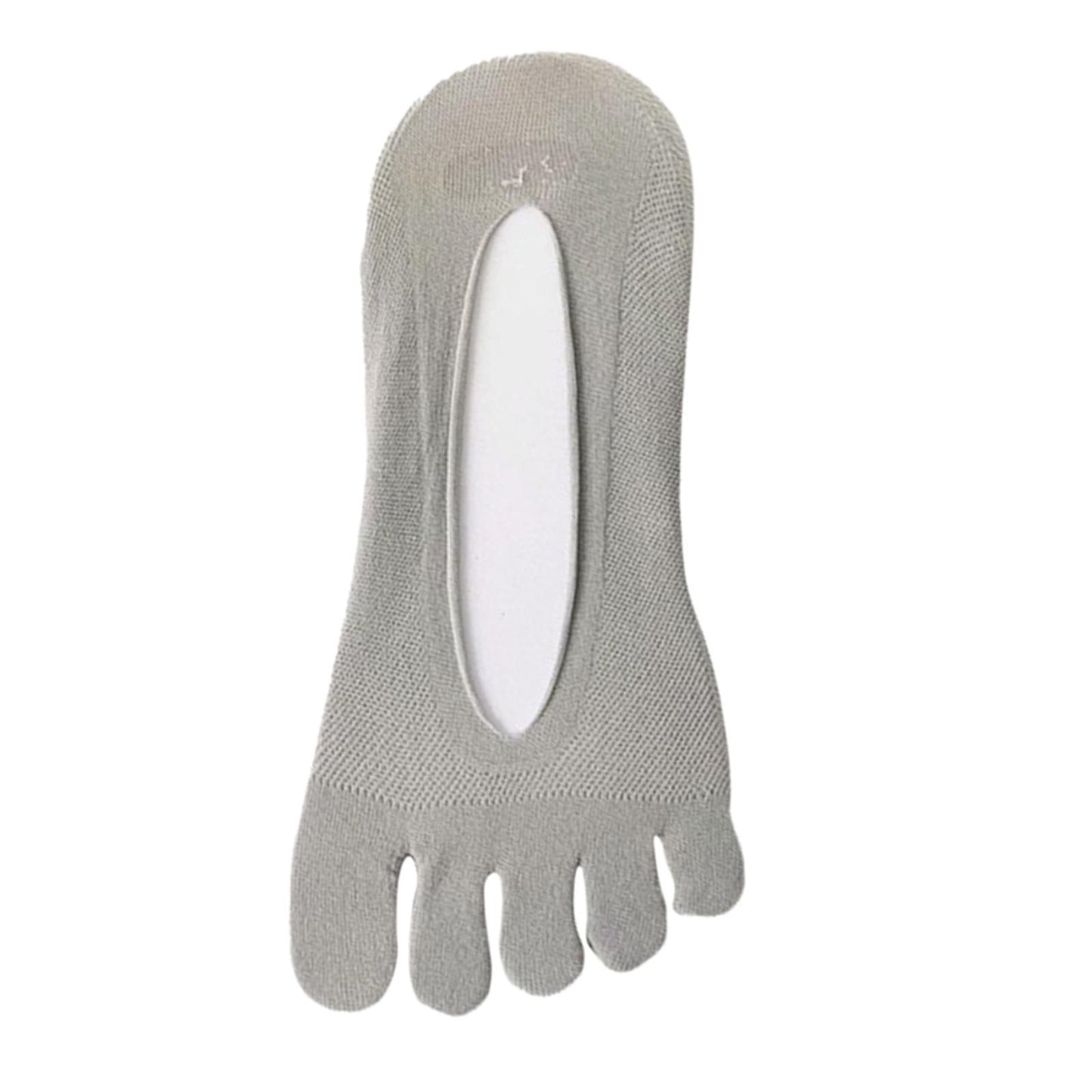Women FIVE FINGER SOCKS with Silicone Pad Toe Sock Invisible Low Cut Gray