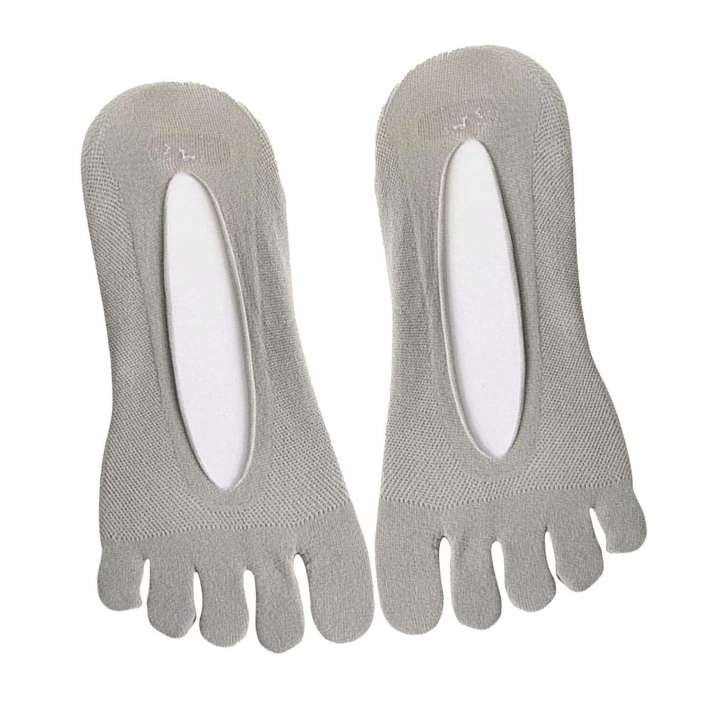 Women FIVE FINGER SOCKS with Silicone Pad Toe Sock Invisible Low Cut Gray