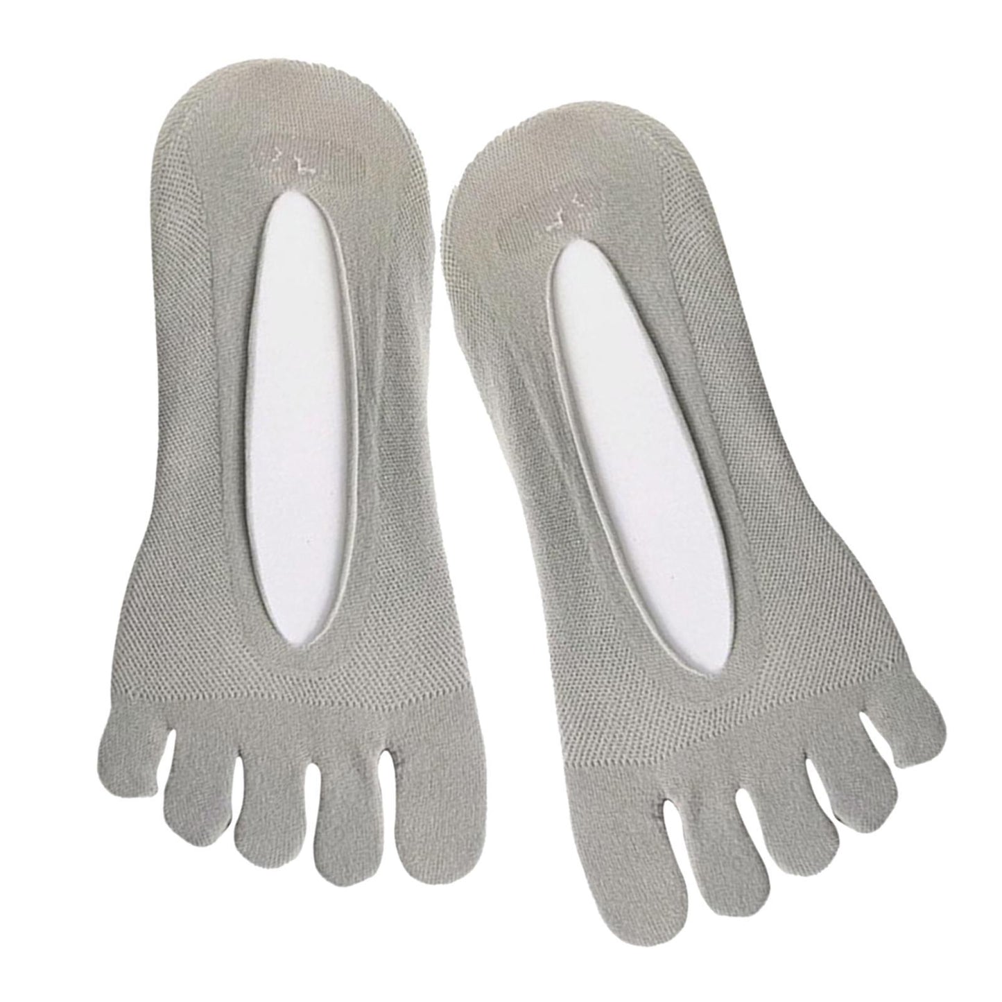 Women FIVE FINGER SOCKS with Silicone Pad Toe Sock Invisible Low Cut Gray