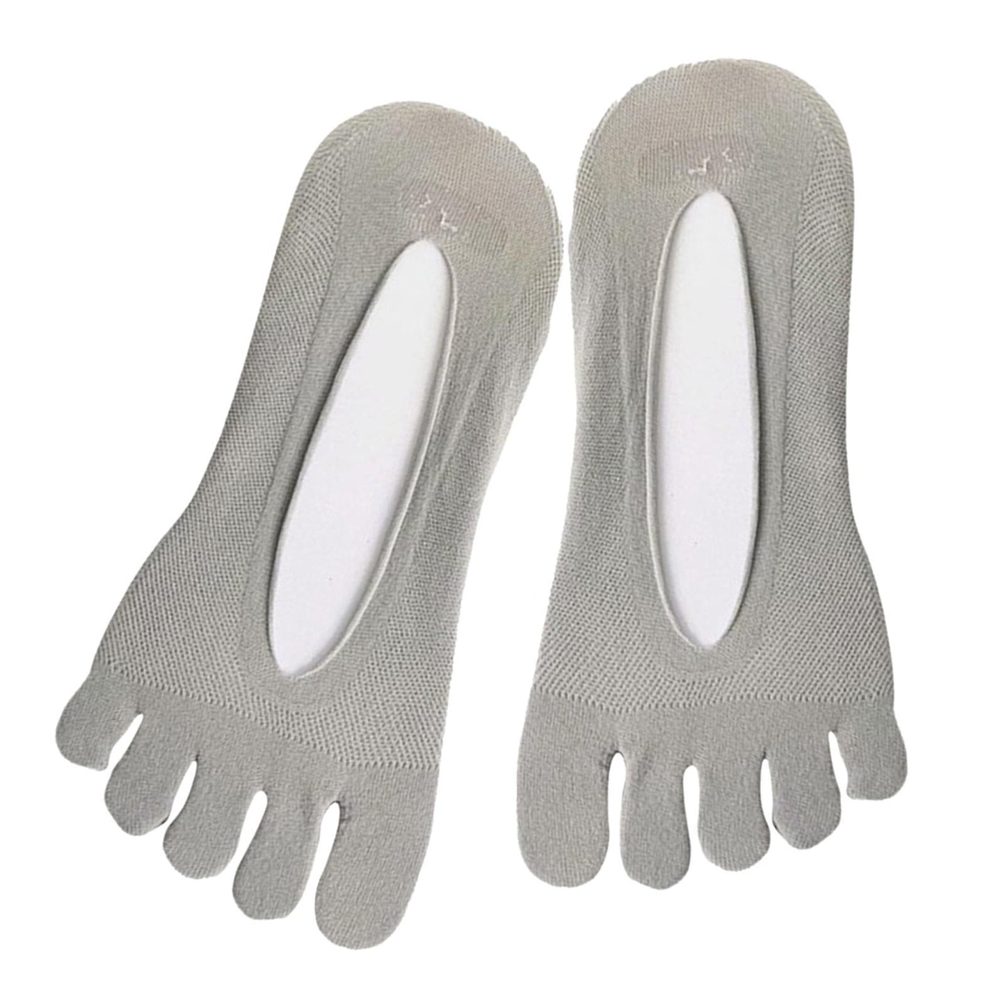 Women FIVE FINGER SOCKS with Silicone Pad Toe Sock Invisible Low Cut Gray
