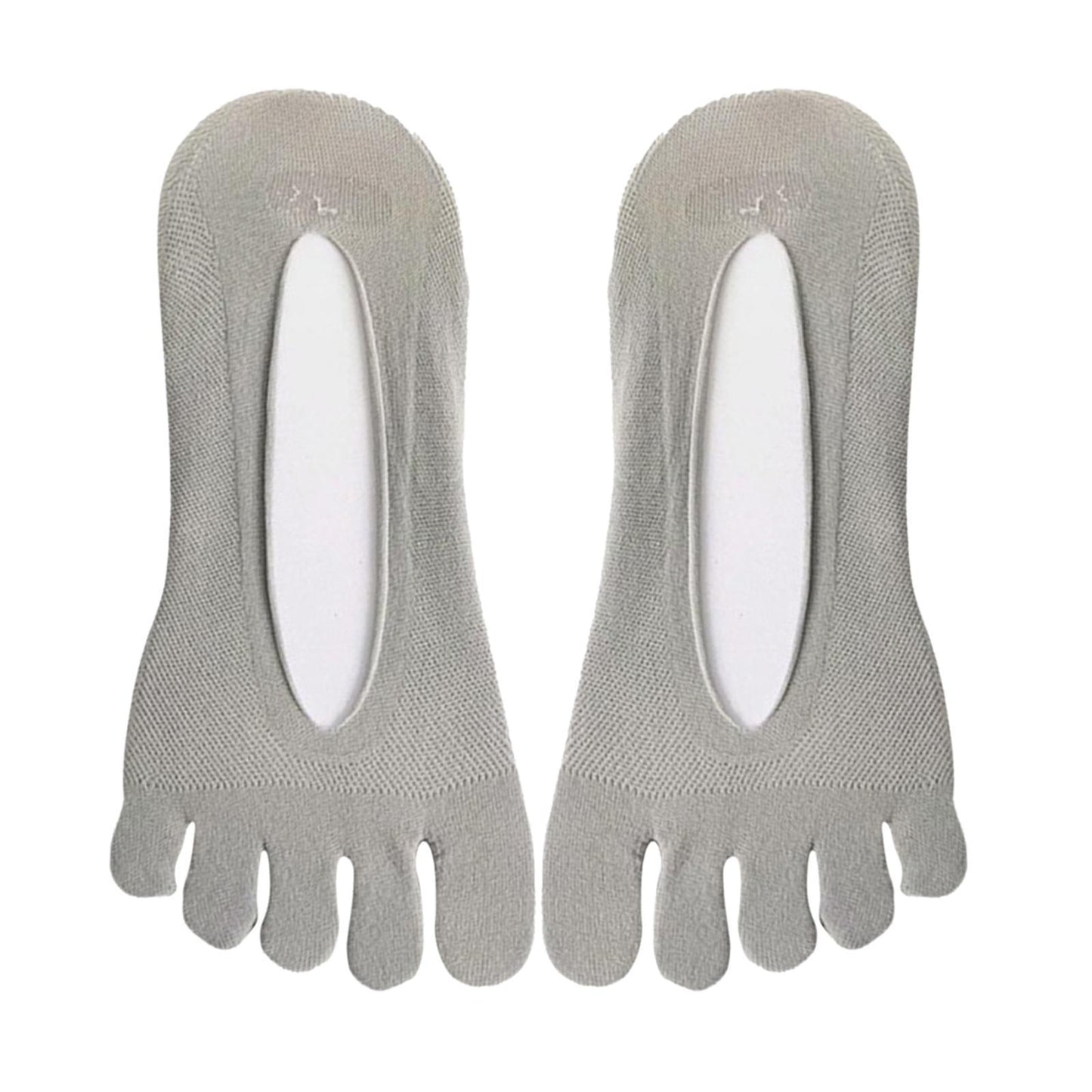 Women FIVE FINGER SOCKS with Silicone Pad Toe Sock Invisible Low Cut Gray