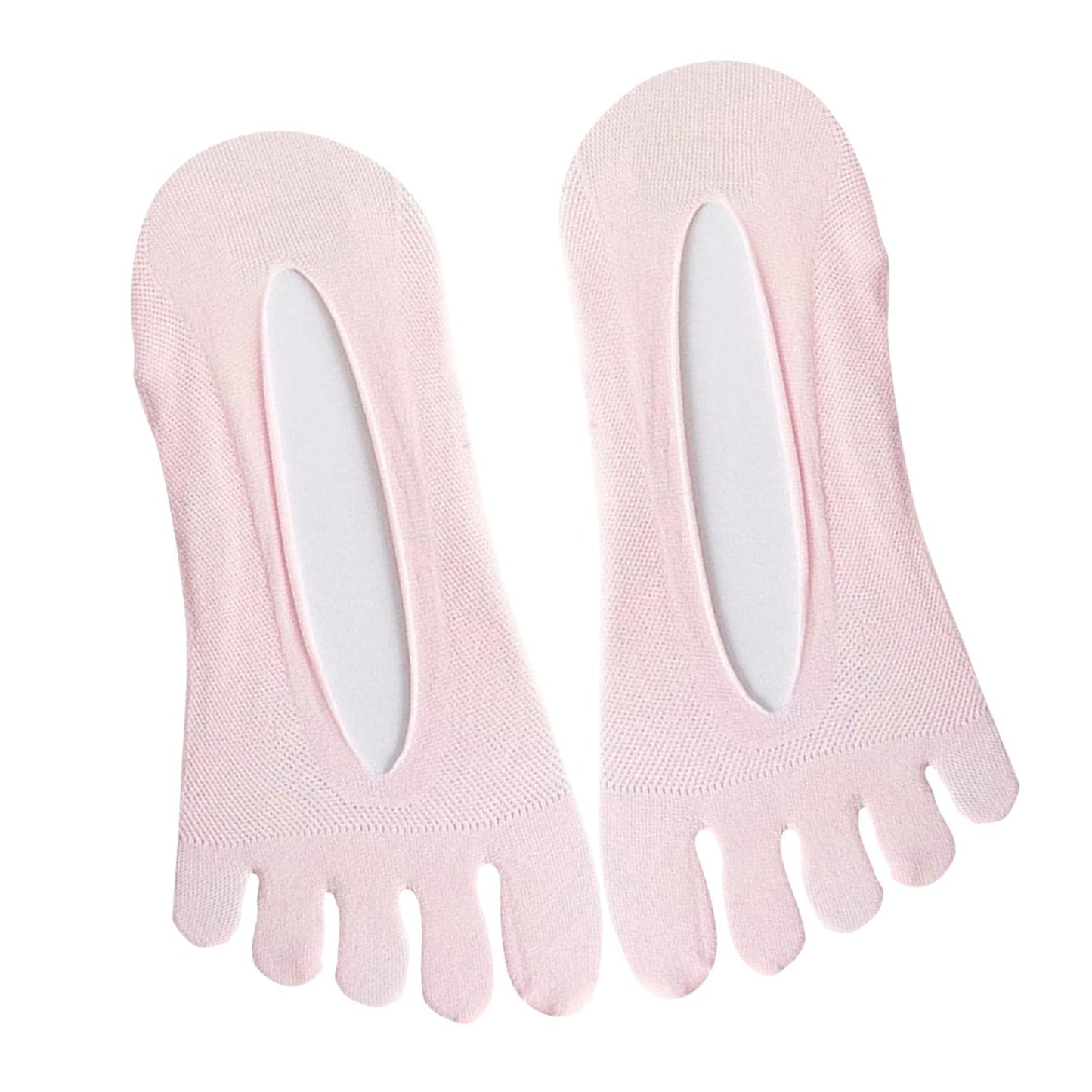 Women FIVE FINGER SOCKS with Silicone Pad Toe Sock Invisible Low Cut Pink