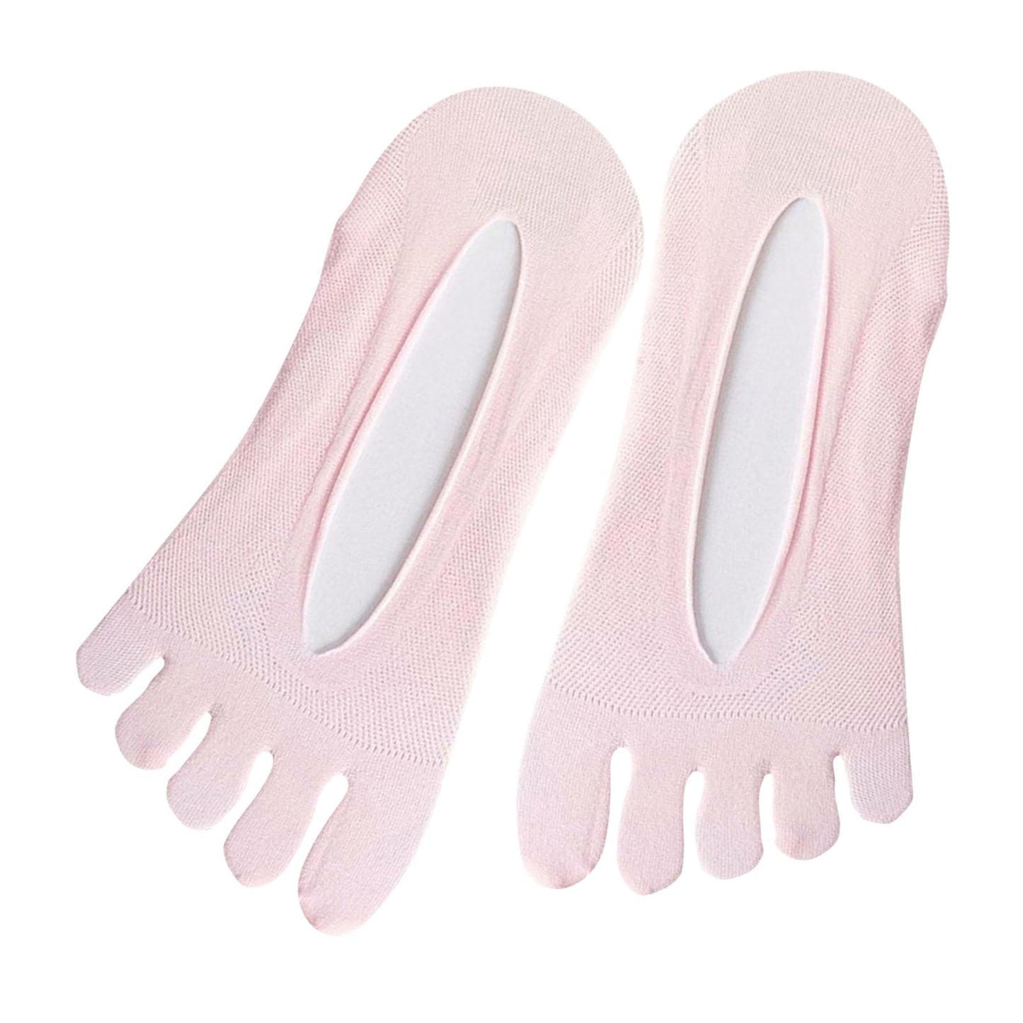 Women FIVE FINGER SOCKS with Silicone Pad Toe Sock Invisible Low Cut Pink